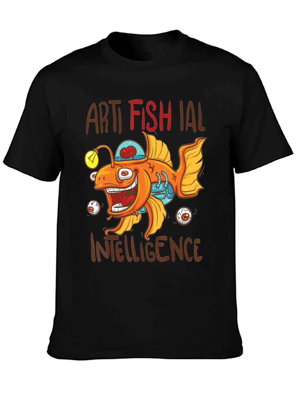 Artificial Fish Intelligence Black Graphic Tee