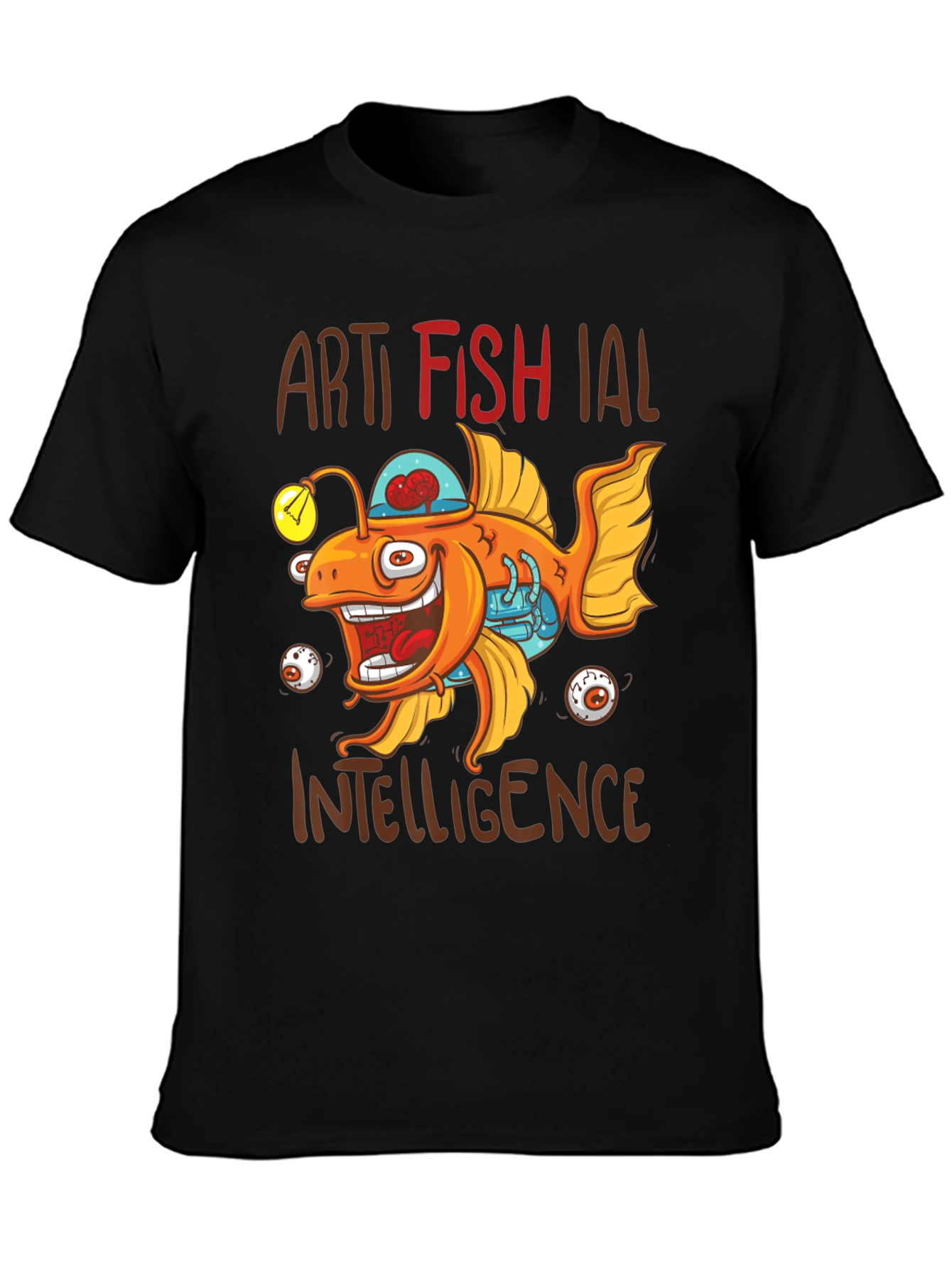 Artificial Fish Intelligence Black Graphic Tee