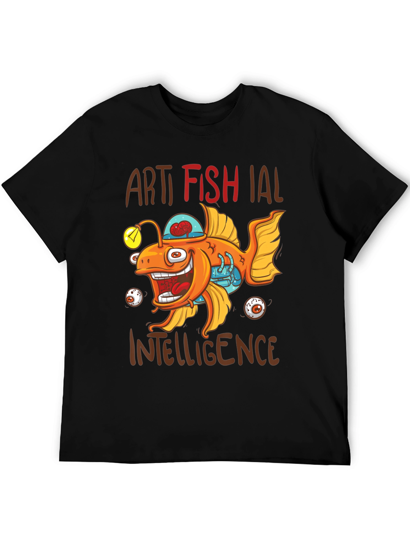 Artificial Fish Intelligence Black Graphic Tee