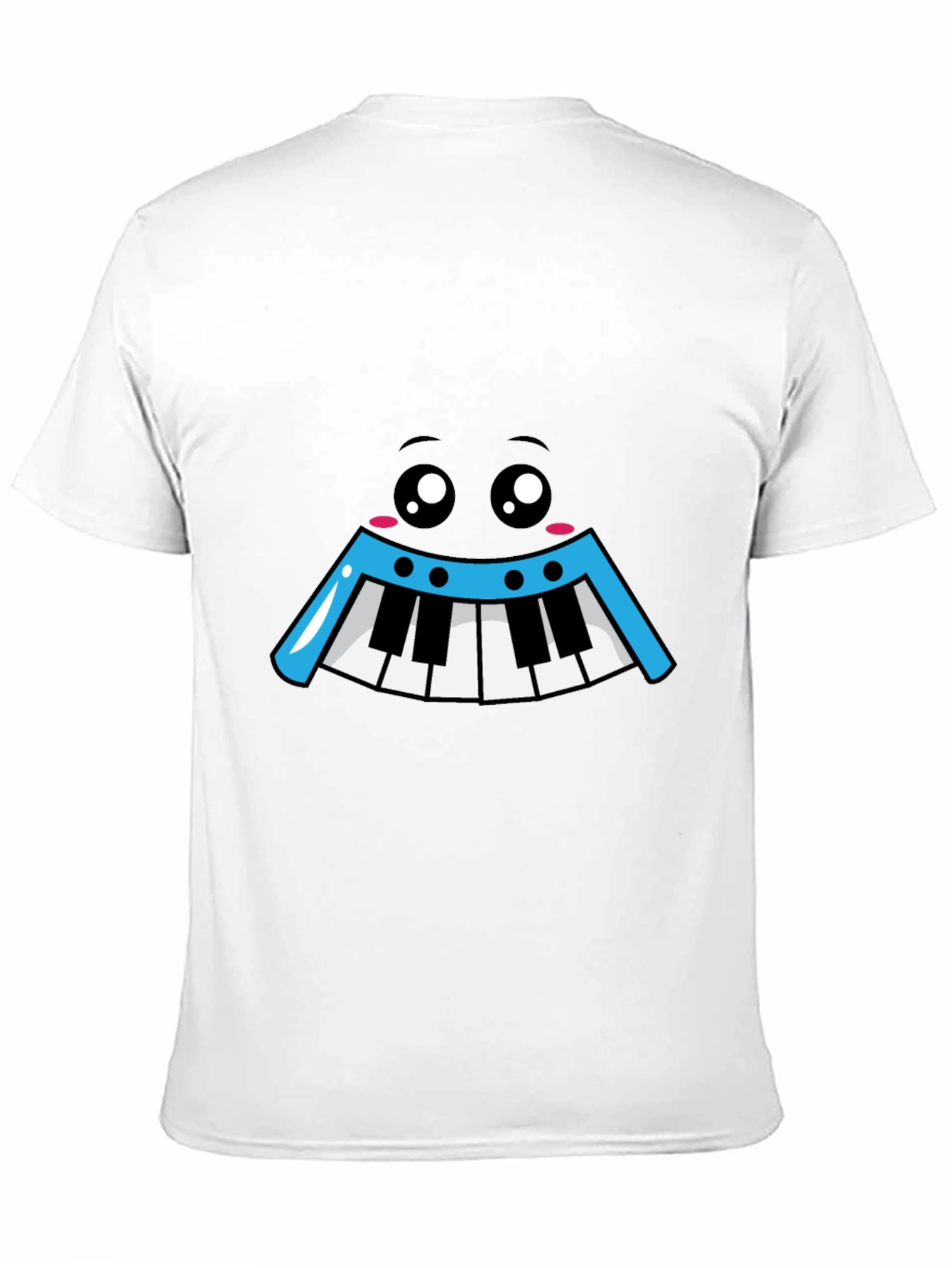 Kawaii Piano Face Black T-Shirt
