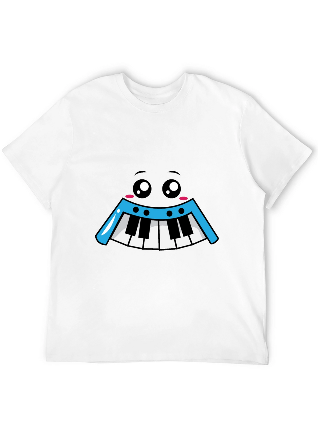 Kawaii Piano Face Black T-Shirt