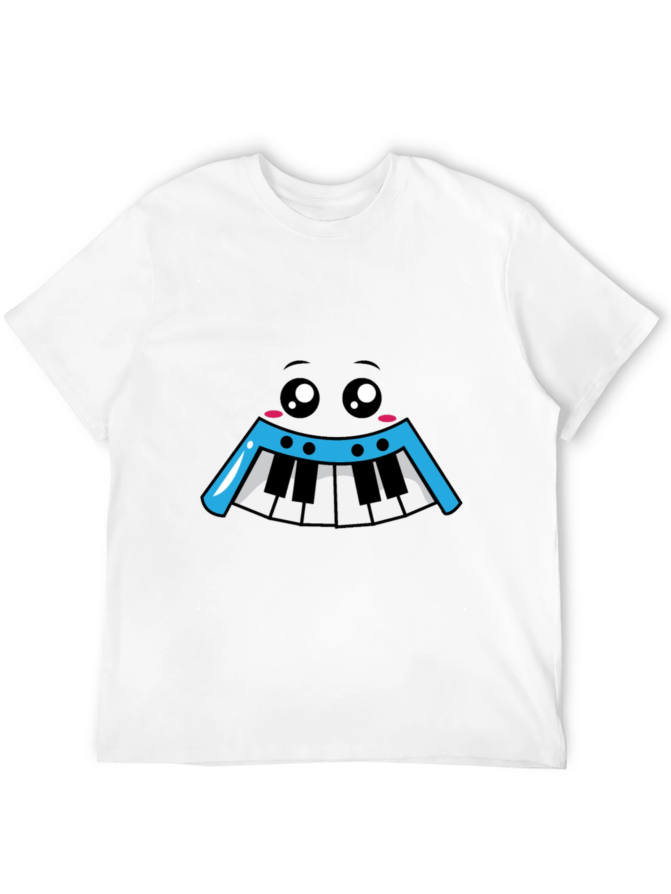 Kawaii Piano Face Black T-Shirt