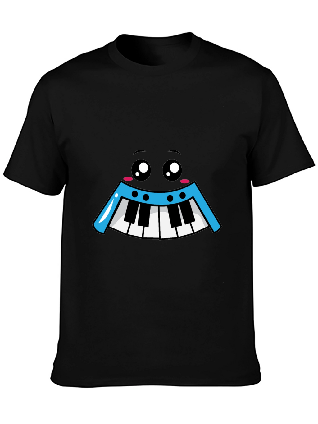 Kawaii Piano Face Black T-Shirt