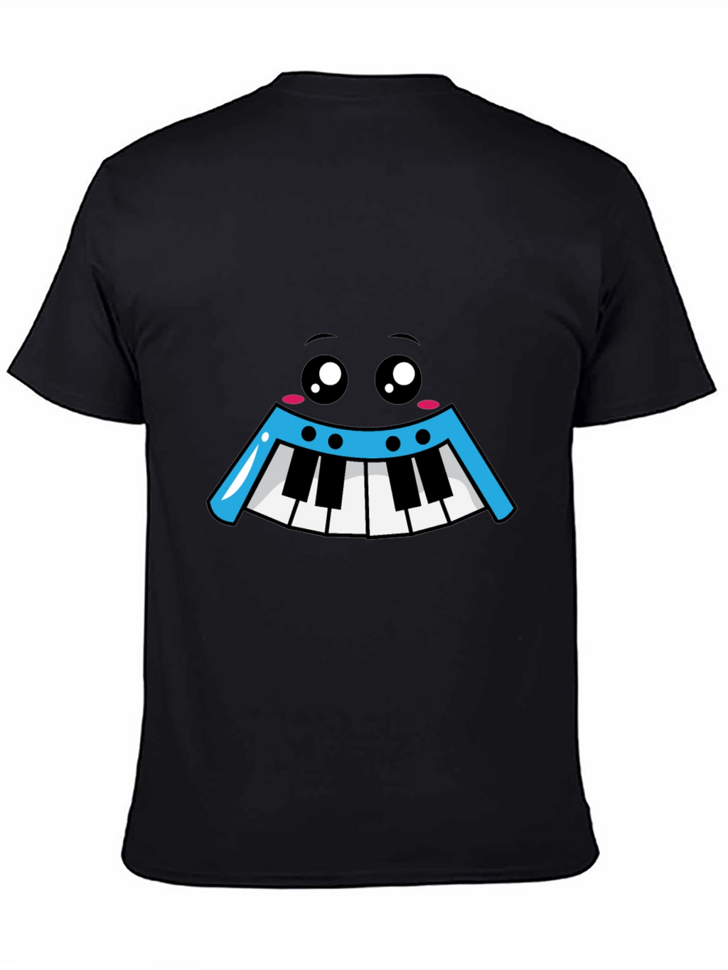 Kawaii Piano Face Black T-Shirt