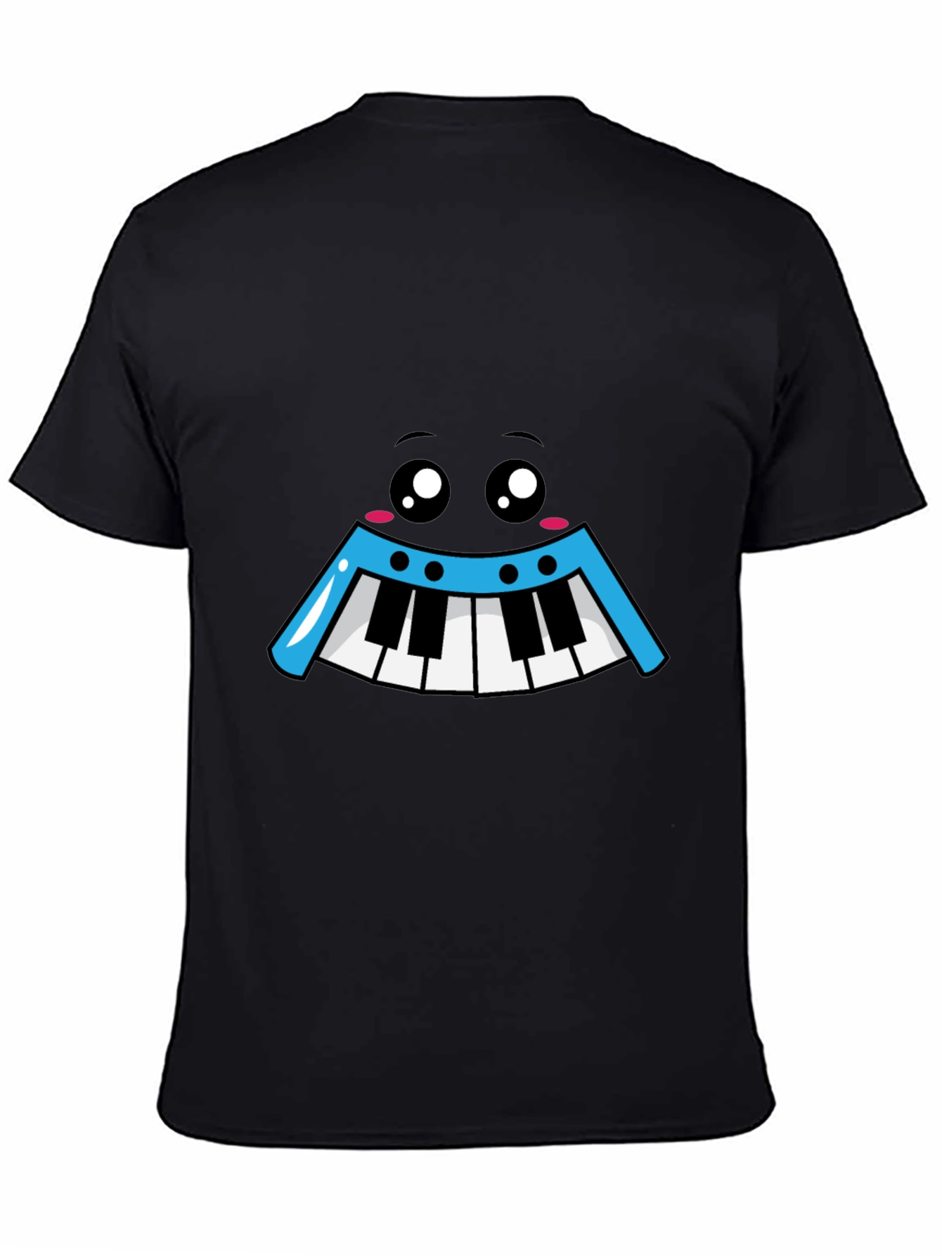 Kawaii Piano Face Black T-Shirt