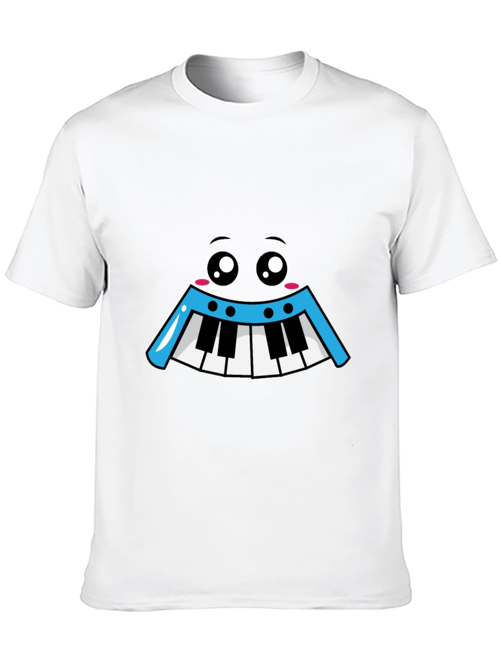 Kawaii Piano Face Black T-Shirt