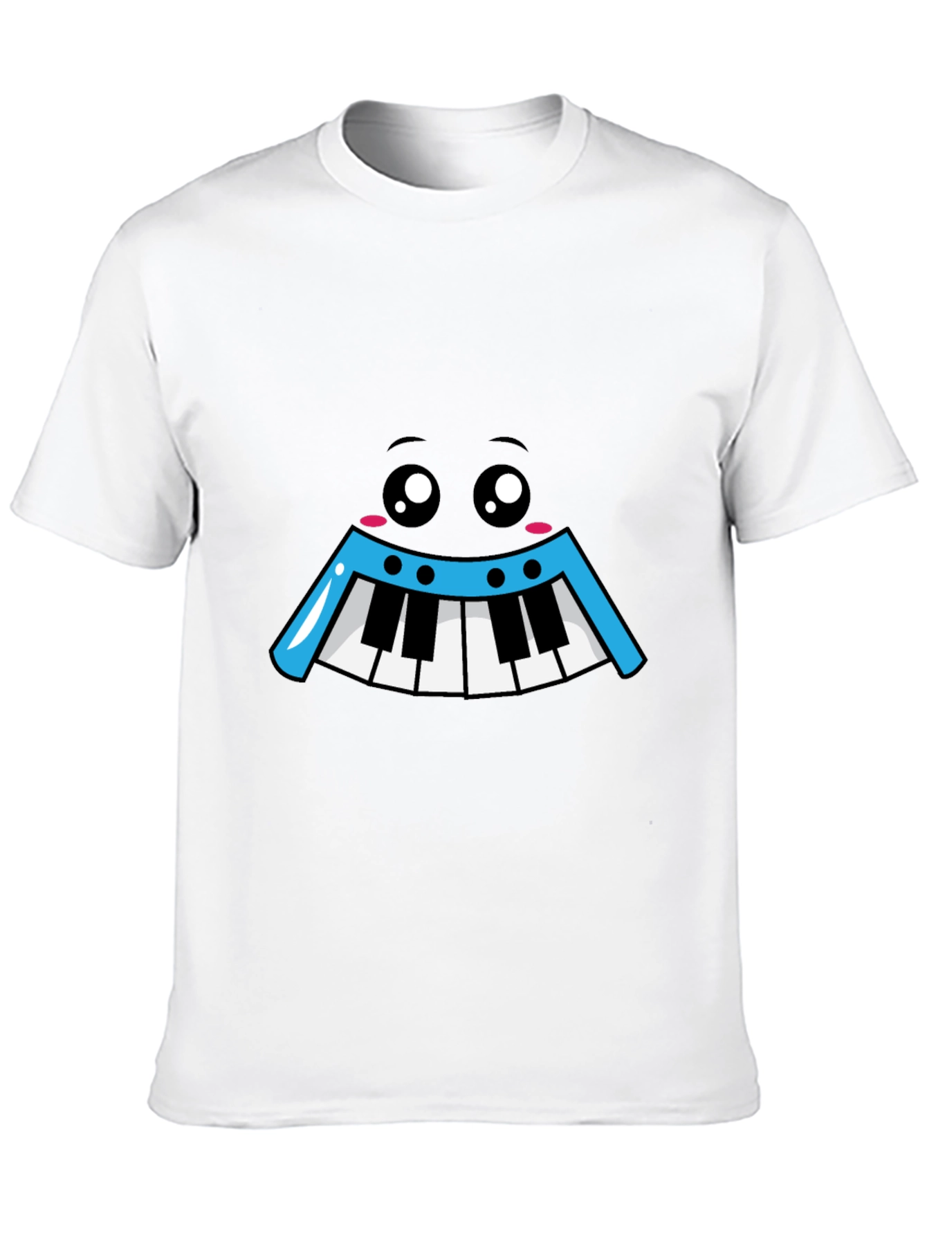 Kawaii Piano Face Black T-Shirt