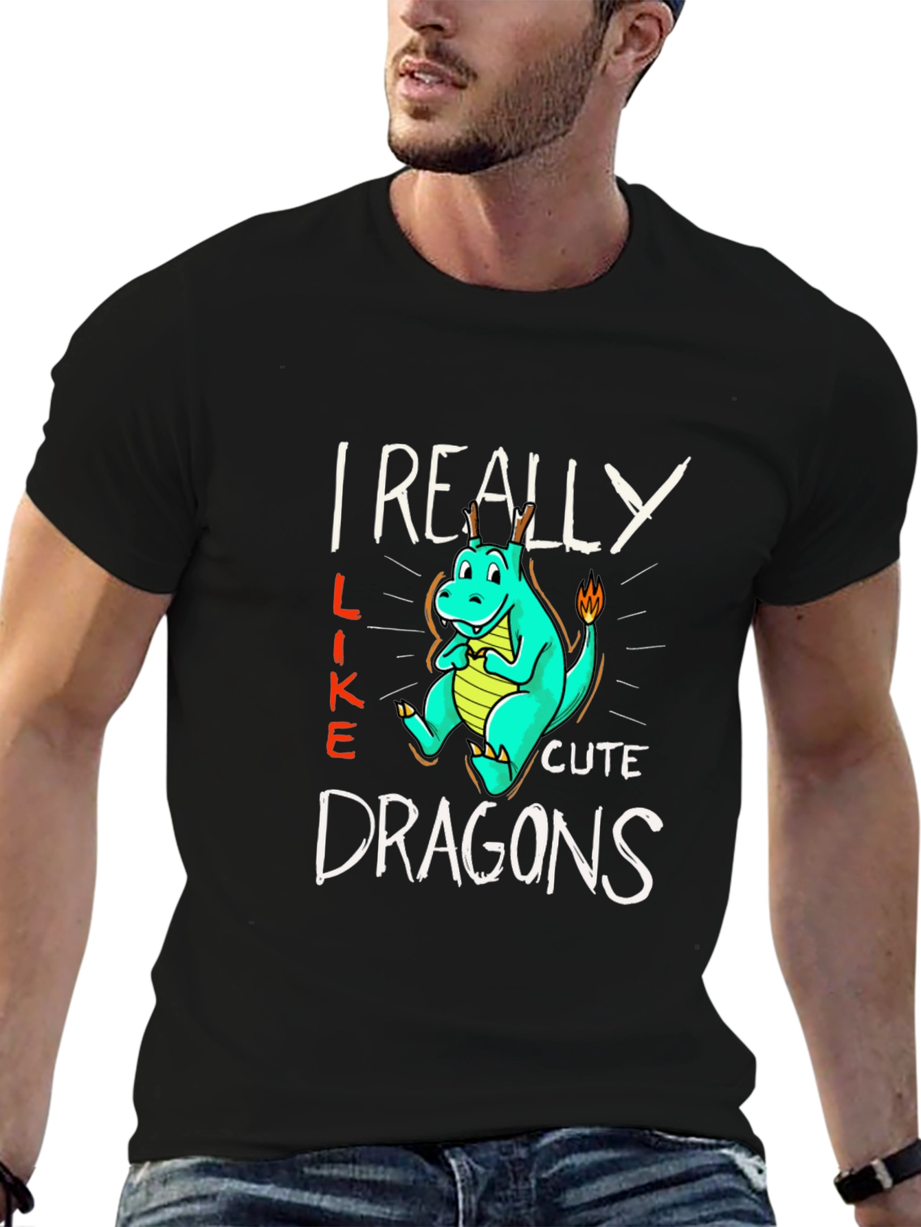 Cute Dragon T-Shirt - I Really Like Dragons Graphic Tee