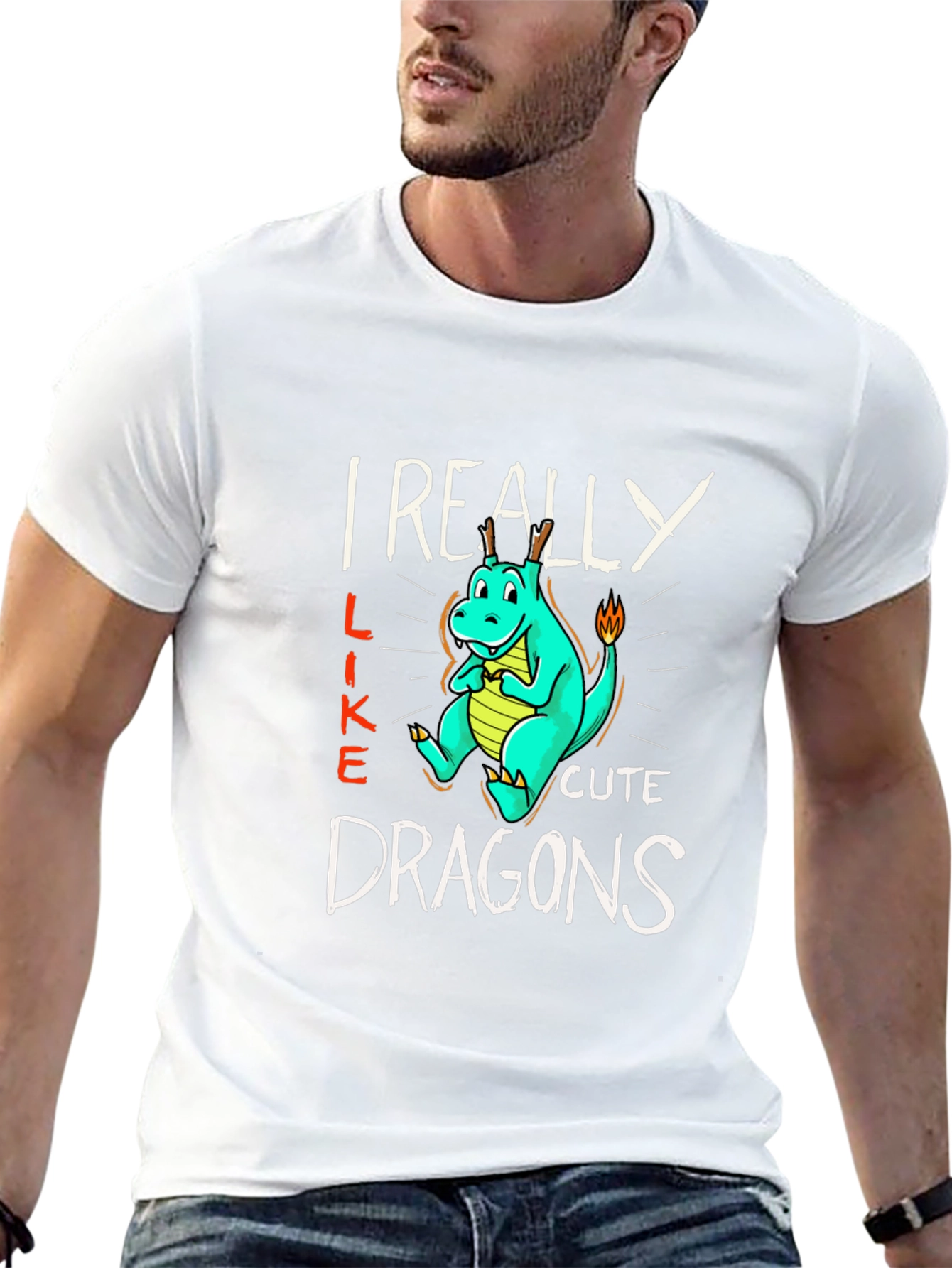 Cute Dragon T-Shirt - I Really Like Dragons Graphic Tee
