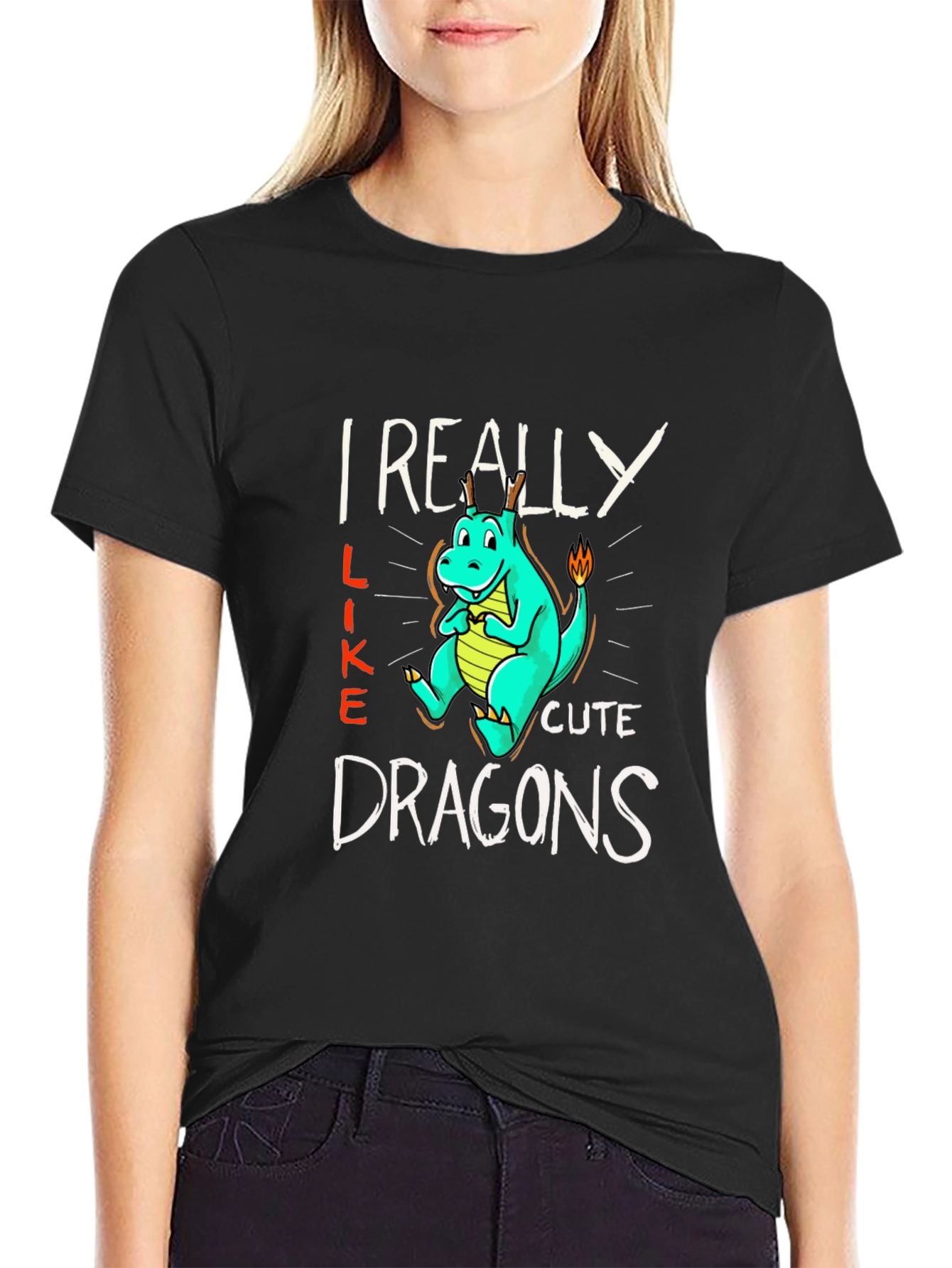 Cute Dragon T-Shirt - I Really Like Dragons Graphic Tee