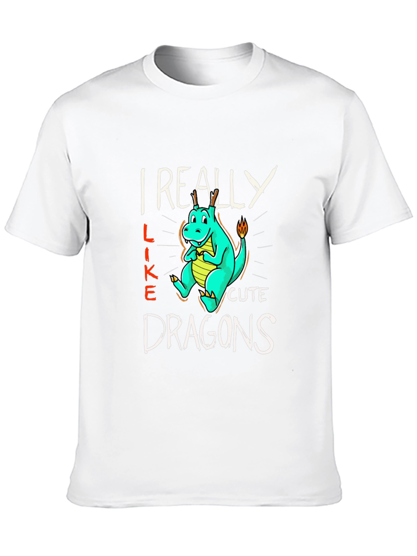 Cute Dragon T-Shirt - I Really Like Dragons Graphic Tee