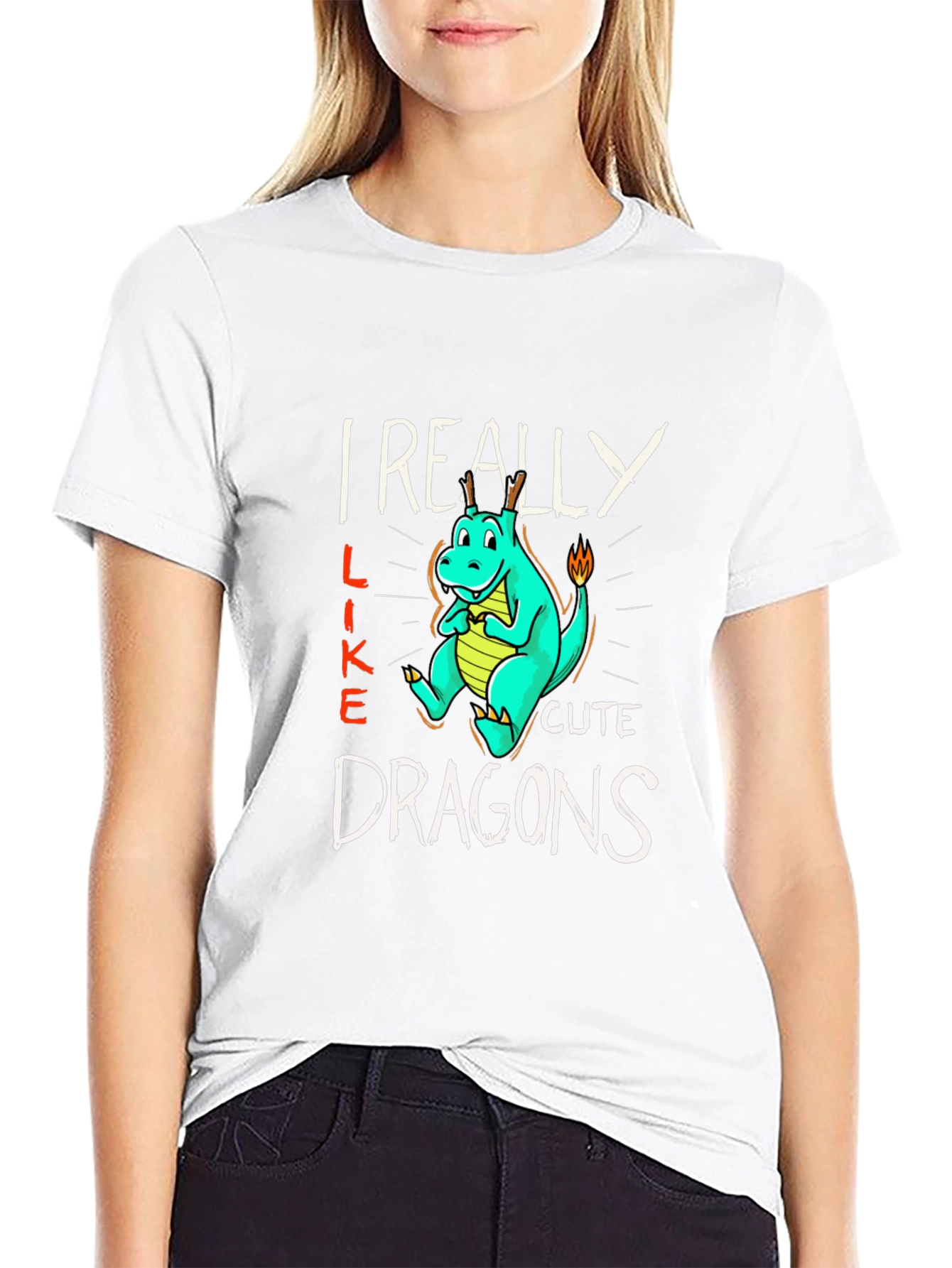 Cute Dragon T-Shirt - I Really Like Dragons Graphic Tee