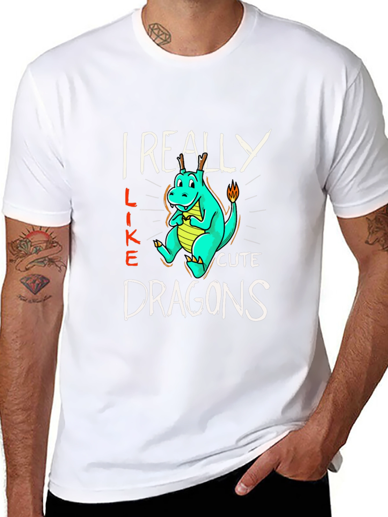 Cute Dragon T-Shirt - I Really Like Dragons Graphic Tee