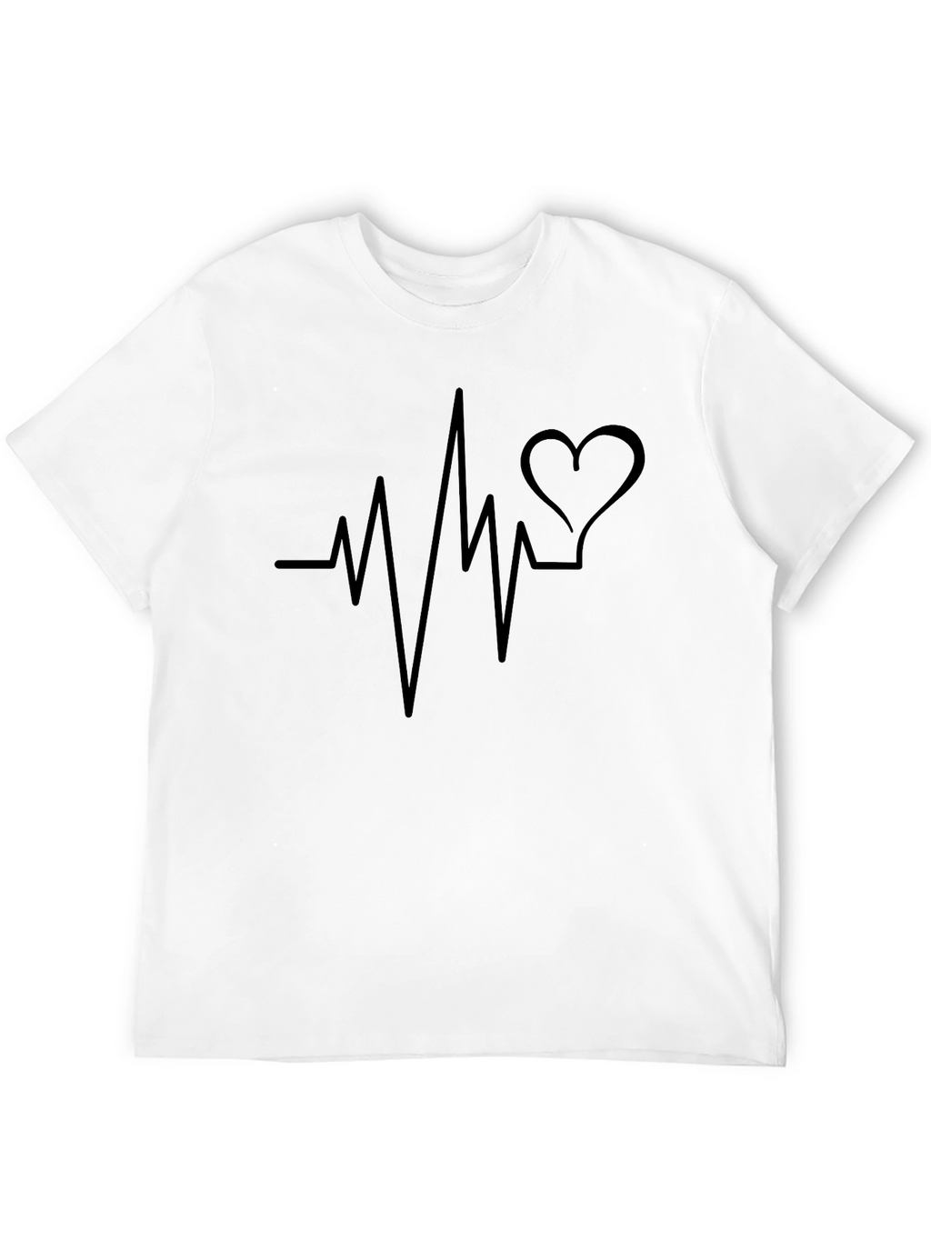 Heartbeat Heart Love Graphic Mens Black T-Shirt