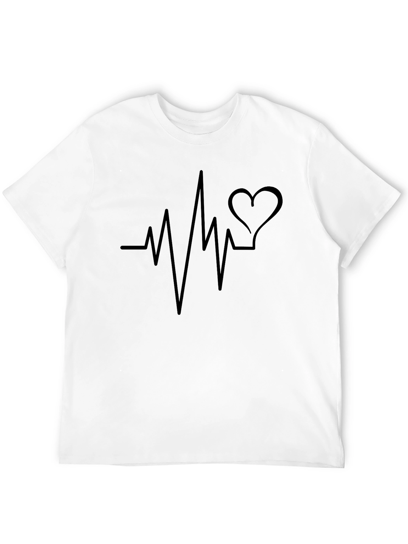 Heartbeat Heart Love Graphic Mens Black T-Shirt