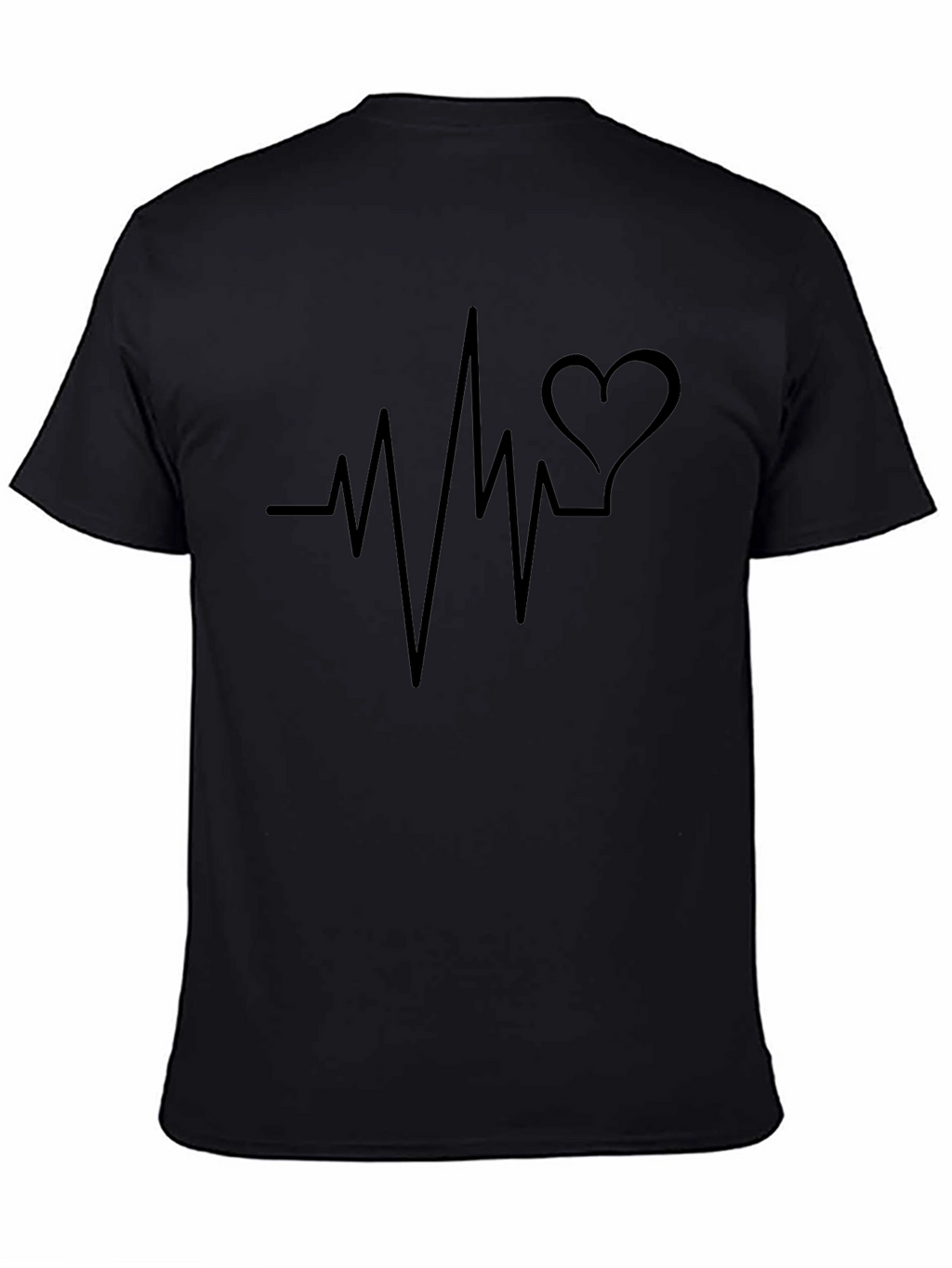 Heartbeat Heart Love Graphic Mens Black T-Shirt