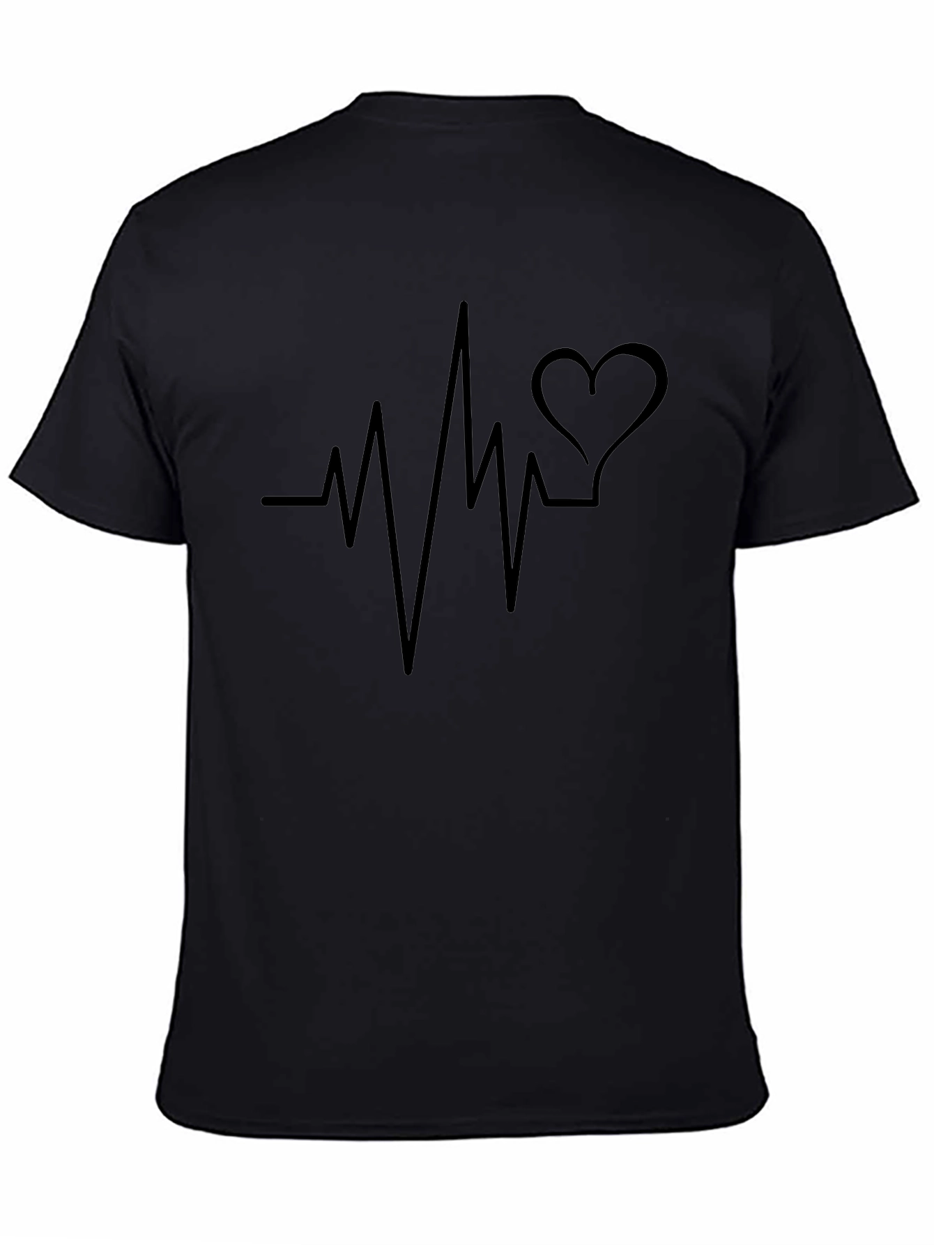 Heartbeat Heart Love Graphic Mens Black T-Shirt