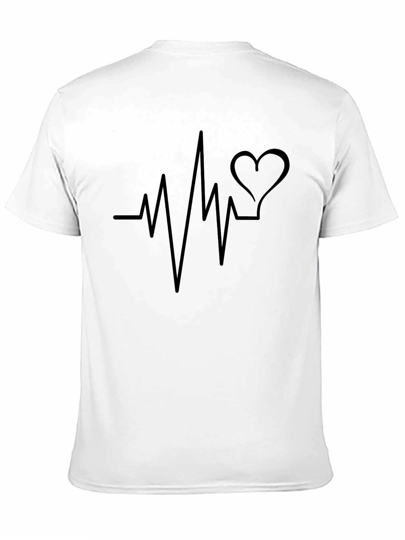 Heartbeat Heart Love Graphic Mens Black T-Shirt