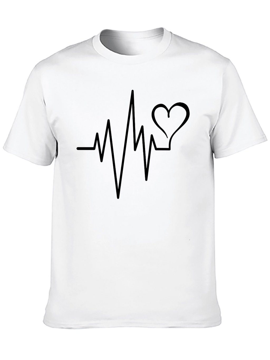 Heartbeat Heart Love Graphic Mens Black T-Shirt