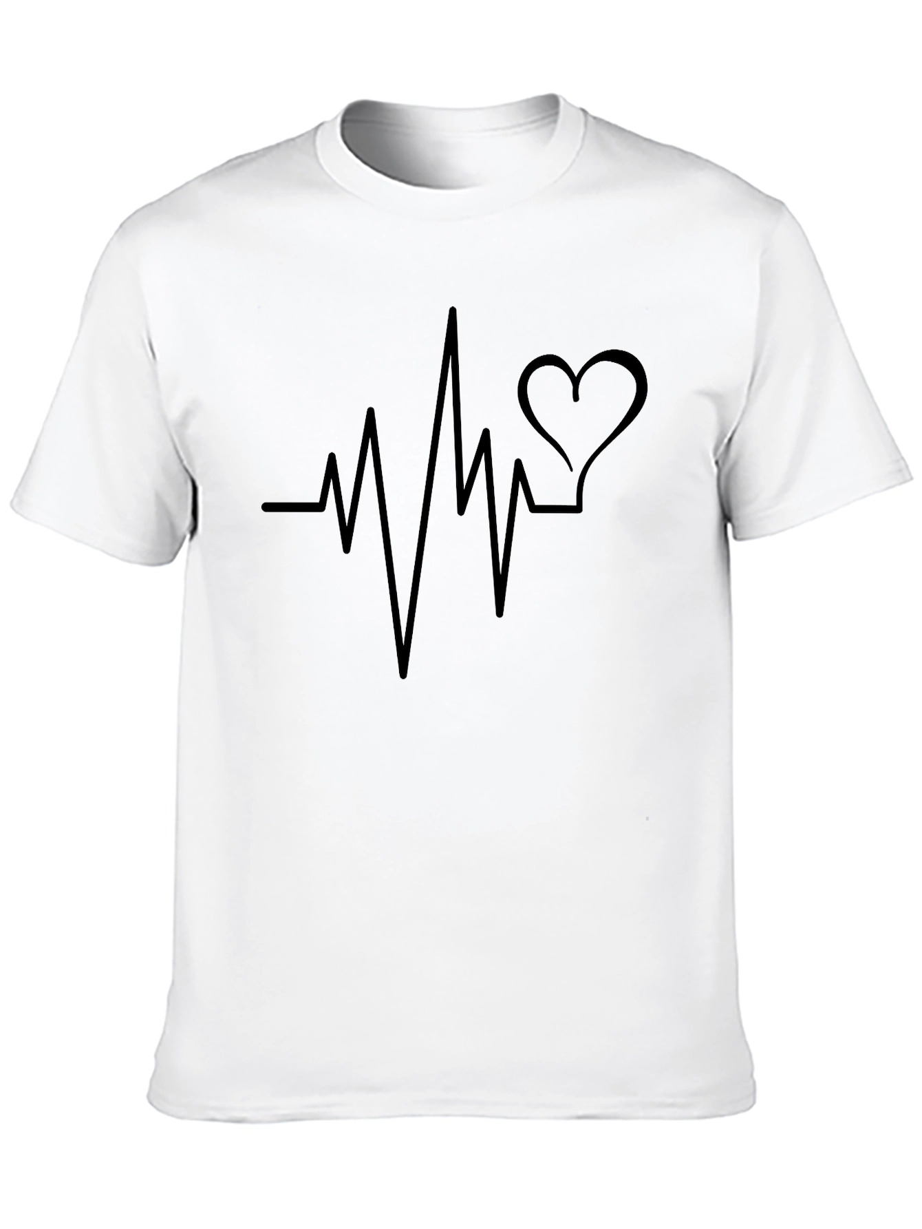 Heartbeat Heart Love Graphic Mens Black T-Shirt