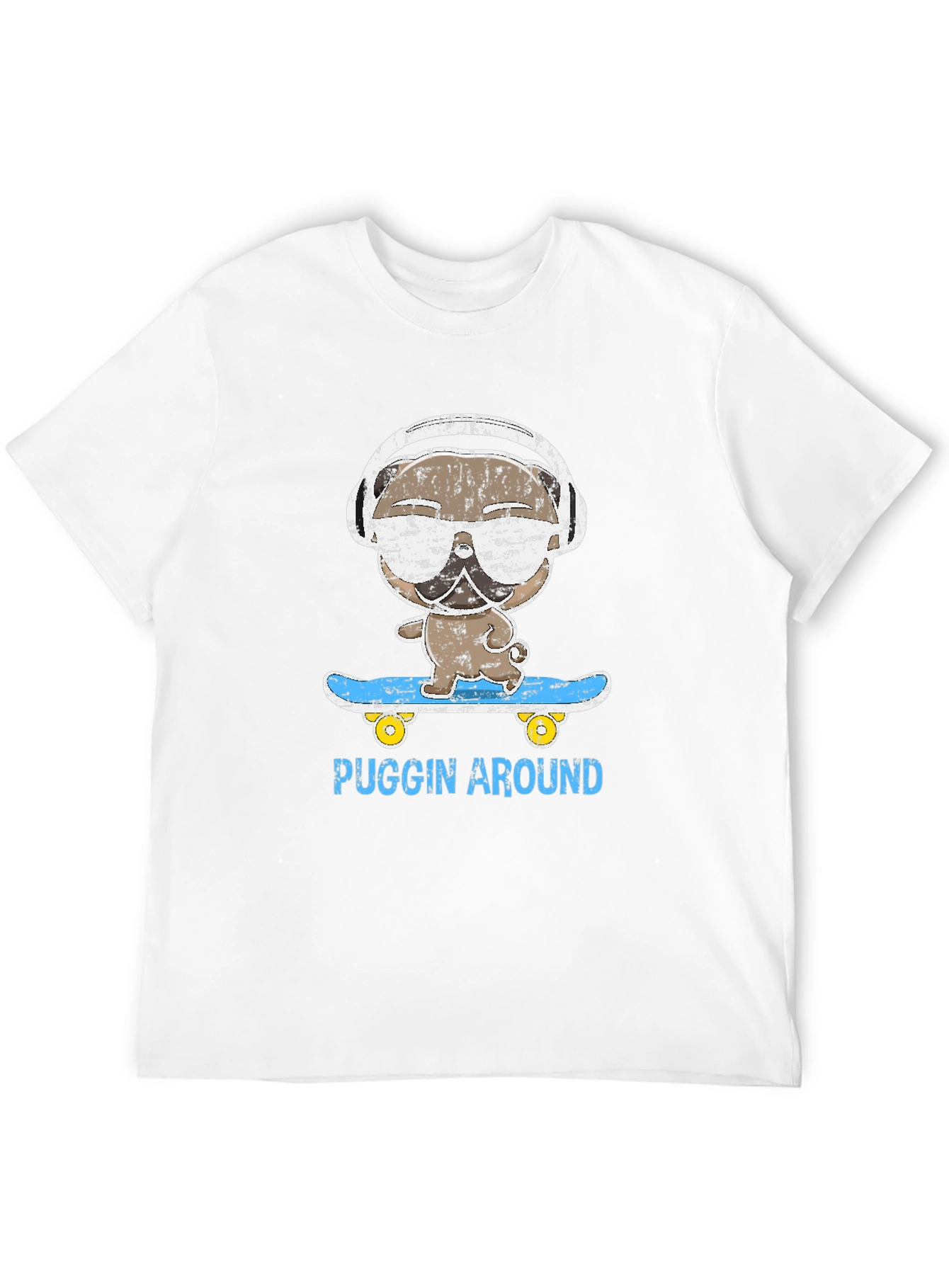 Puggin Around T-Shirt - Skateboard Pug