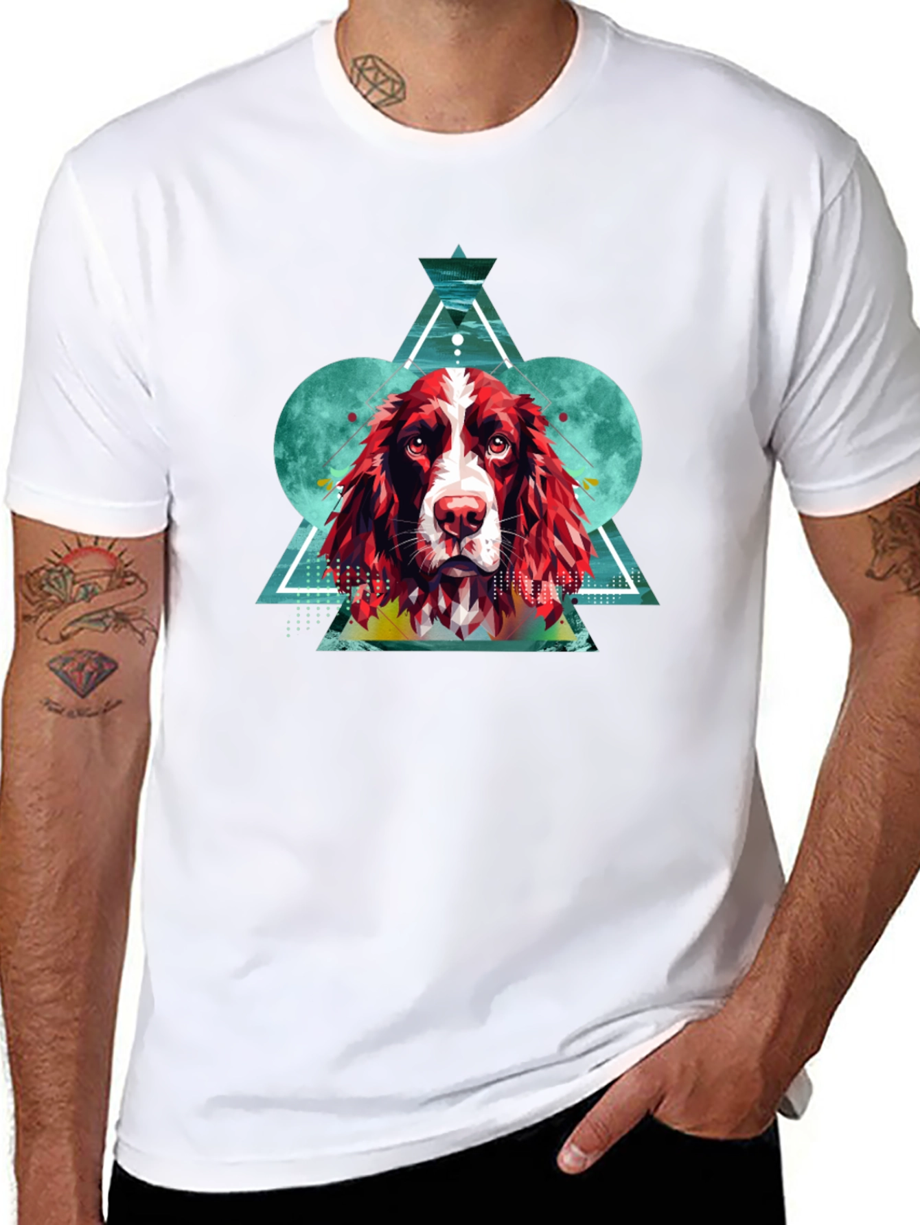 Dog Graphic Print Mens Black T-Shirt