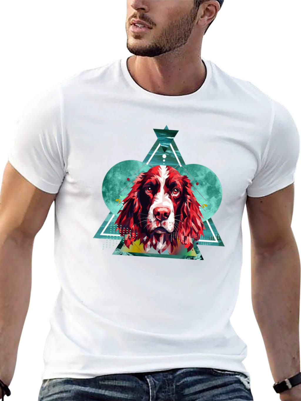 Dog Graphic Print Mens Black T-Shirt