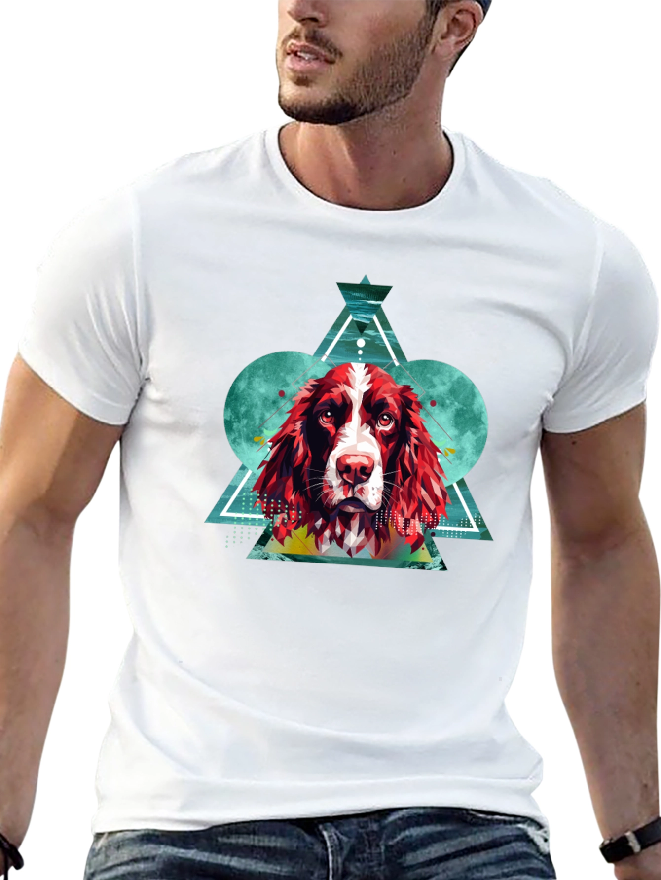 Dog Graphic Print Mens Black T-Shirt