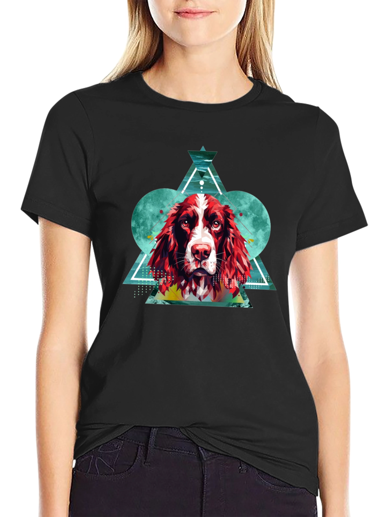 Dog Graphic Print Mens Black T-Shirt
