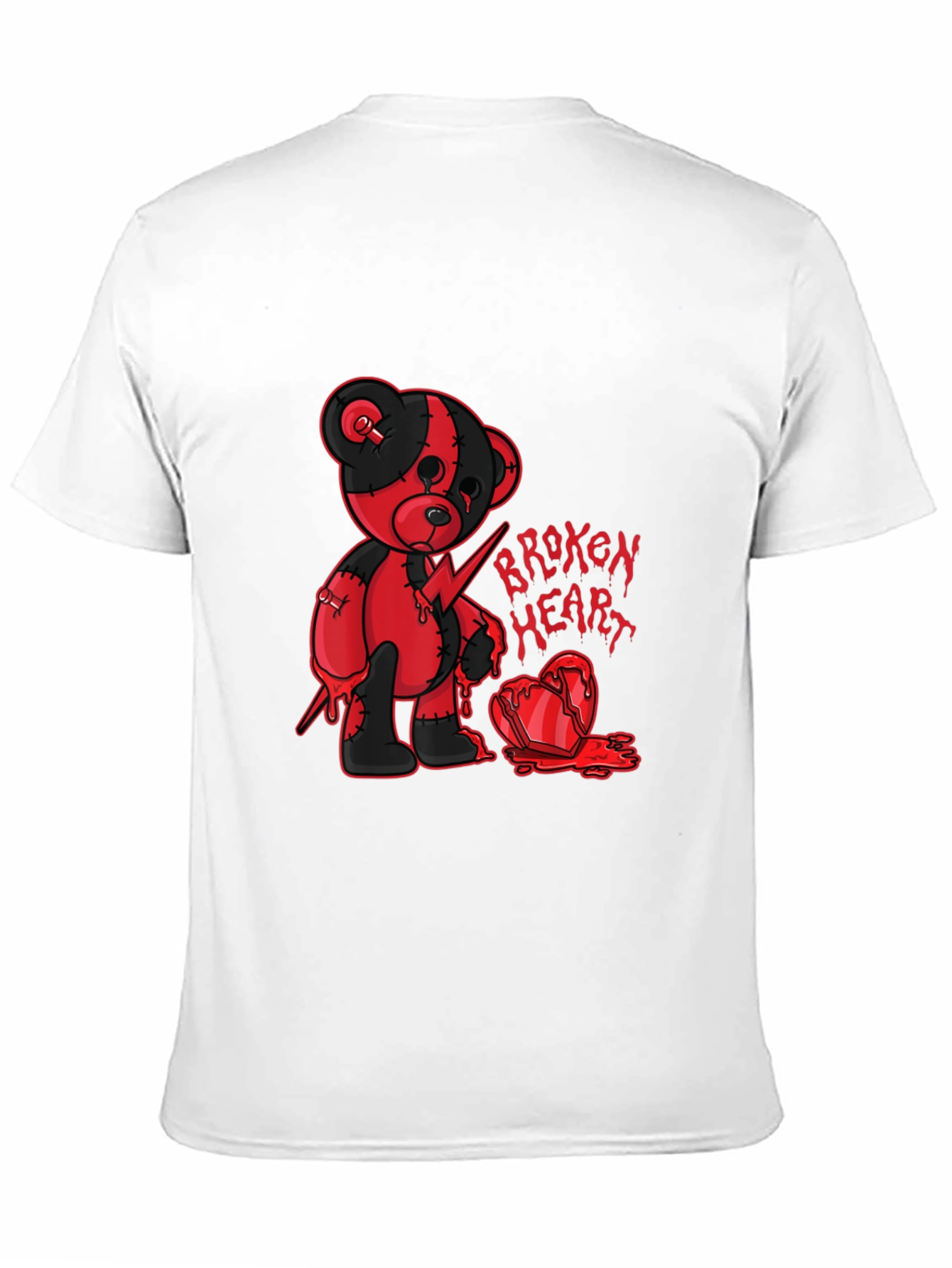 Broken Heart Teddy Graphic Tee - Edgy Style