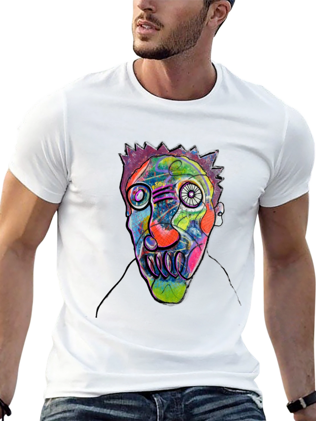 Abstract Face Art Black T-Shirt