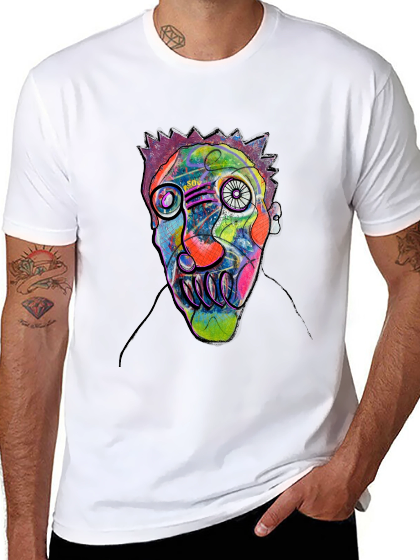Abstract Face Art Black T-Shirt