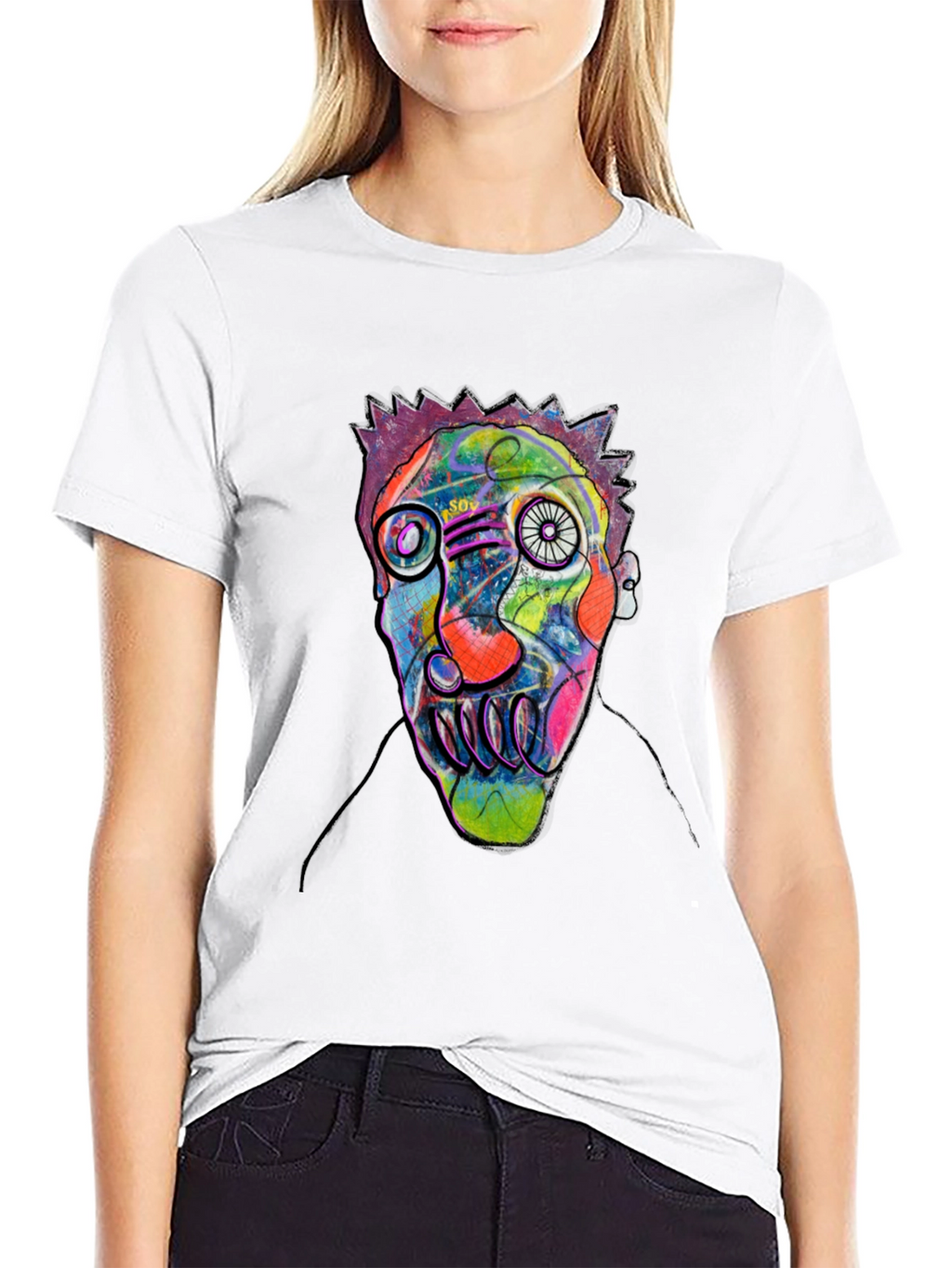 Abstract Face Art Black T-Shirt