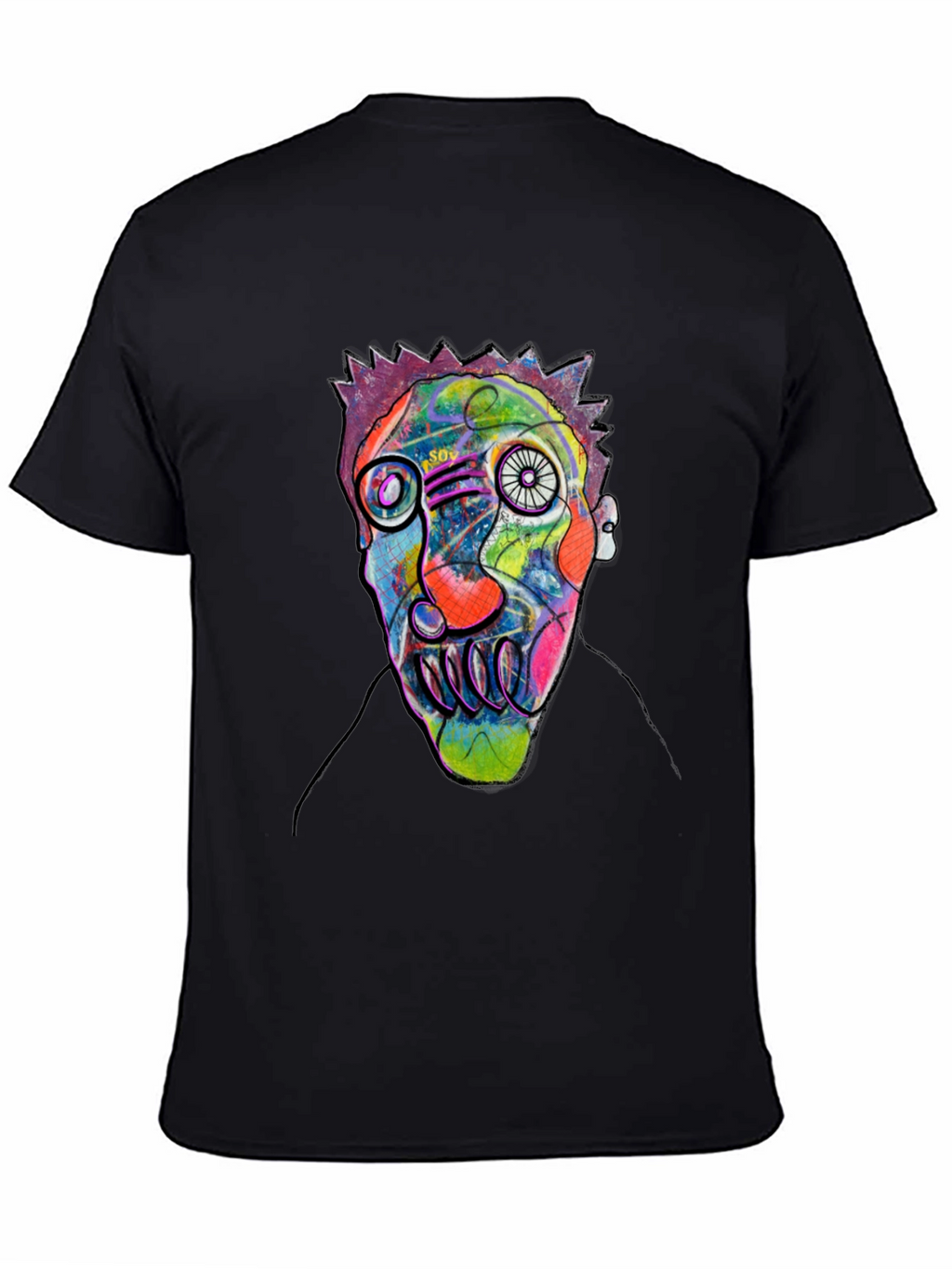 Abstract Face Art Black T-Shirt