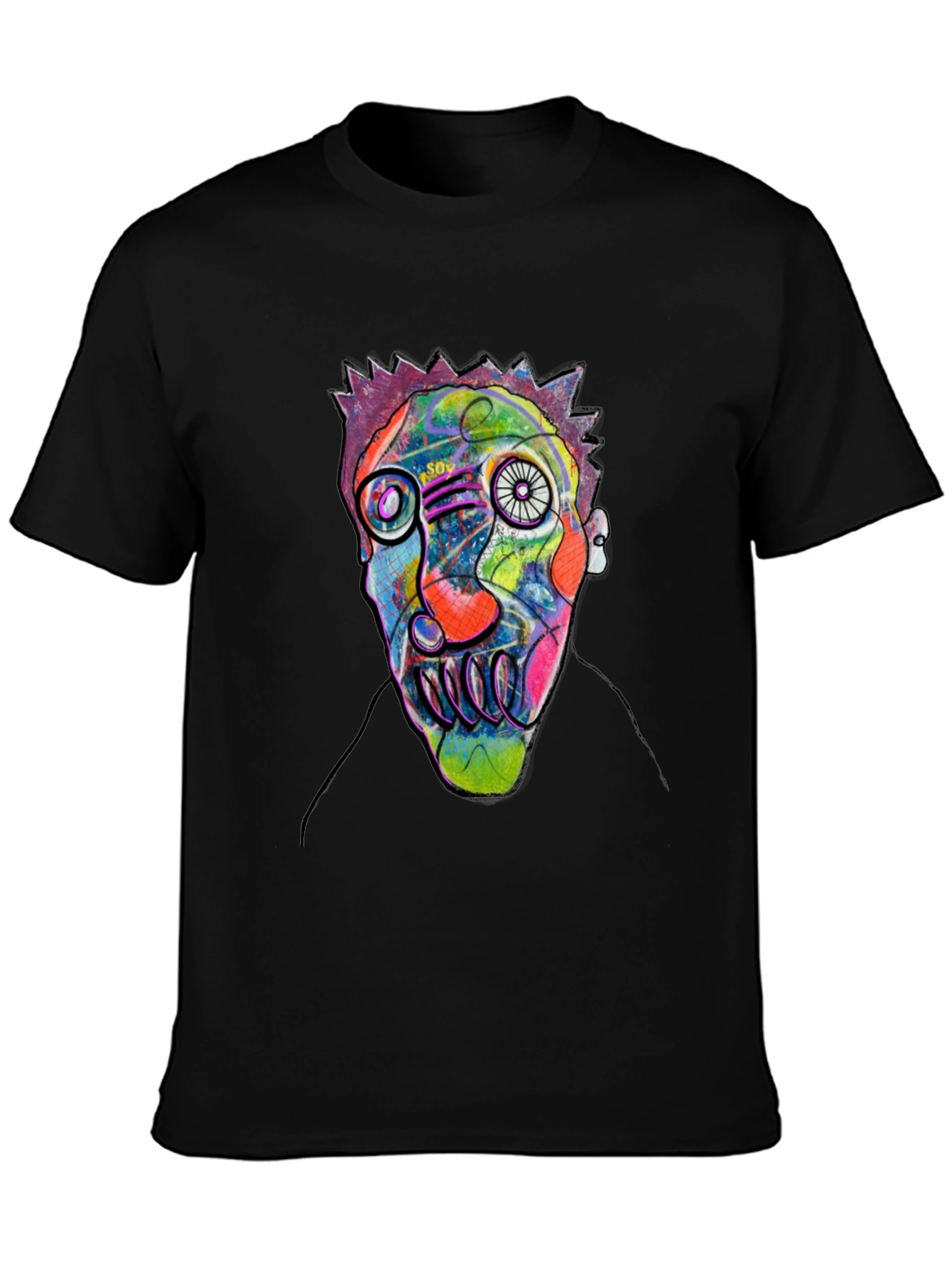 Abstract Face Art Black T-Shirt