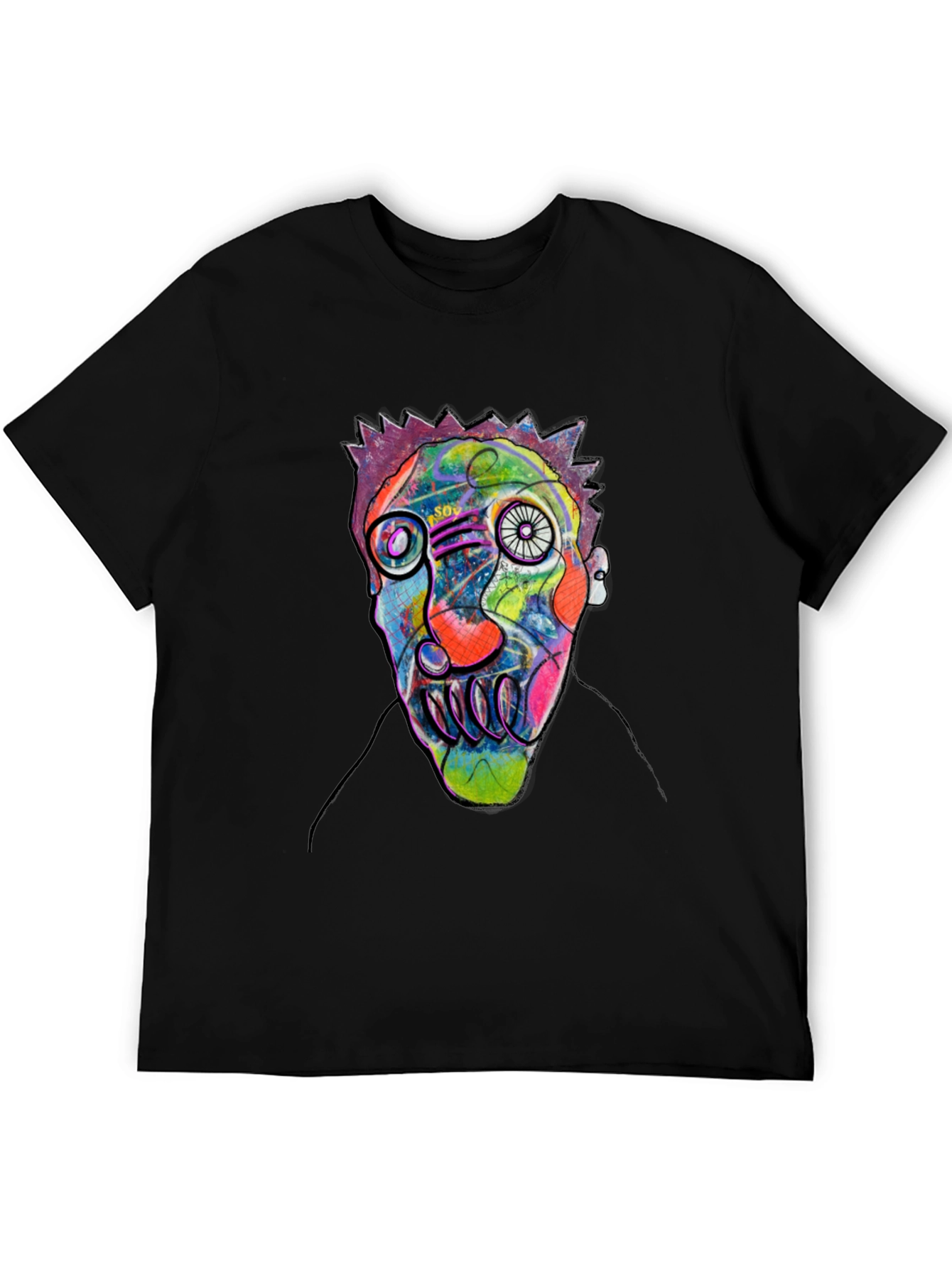 Abstract Face Art Black T-Shirt