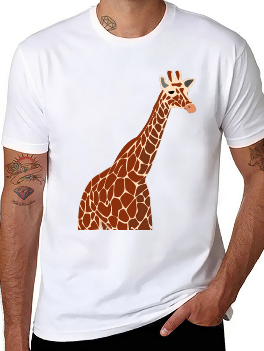 Giraffe Graphic Tee - Black Cotton Blend