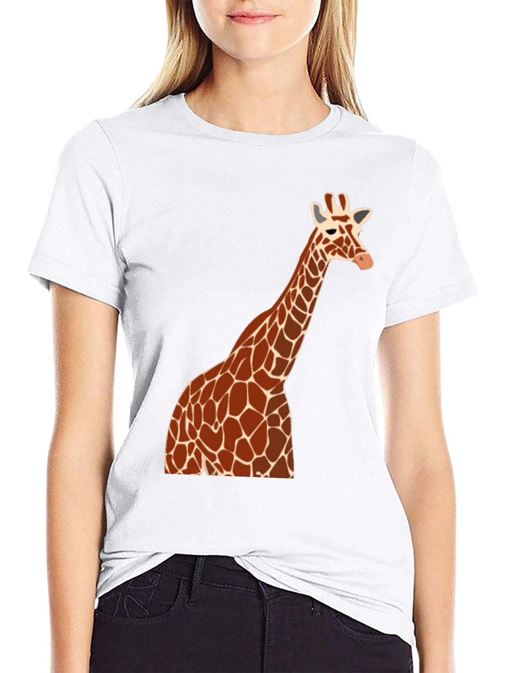 Giraffe Graphic Tee - Black Cotton Blend