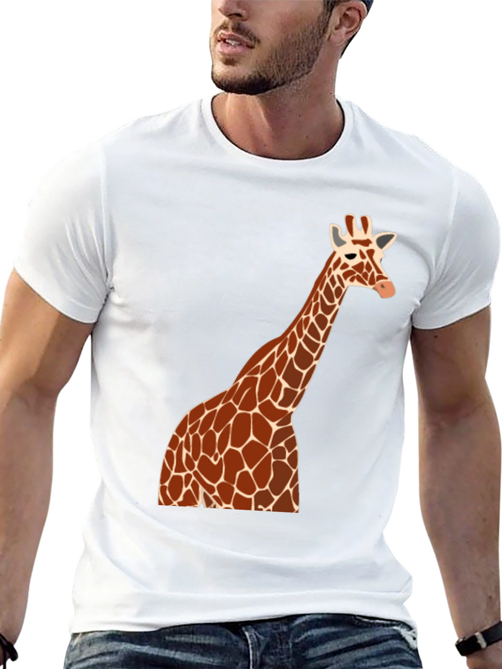 Giraffe Graphic Tee - Black Cotton Blend