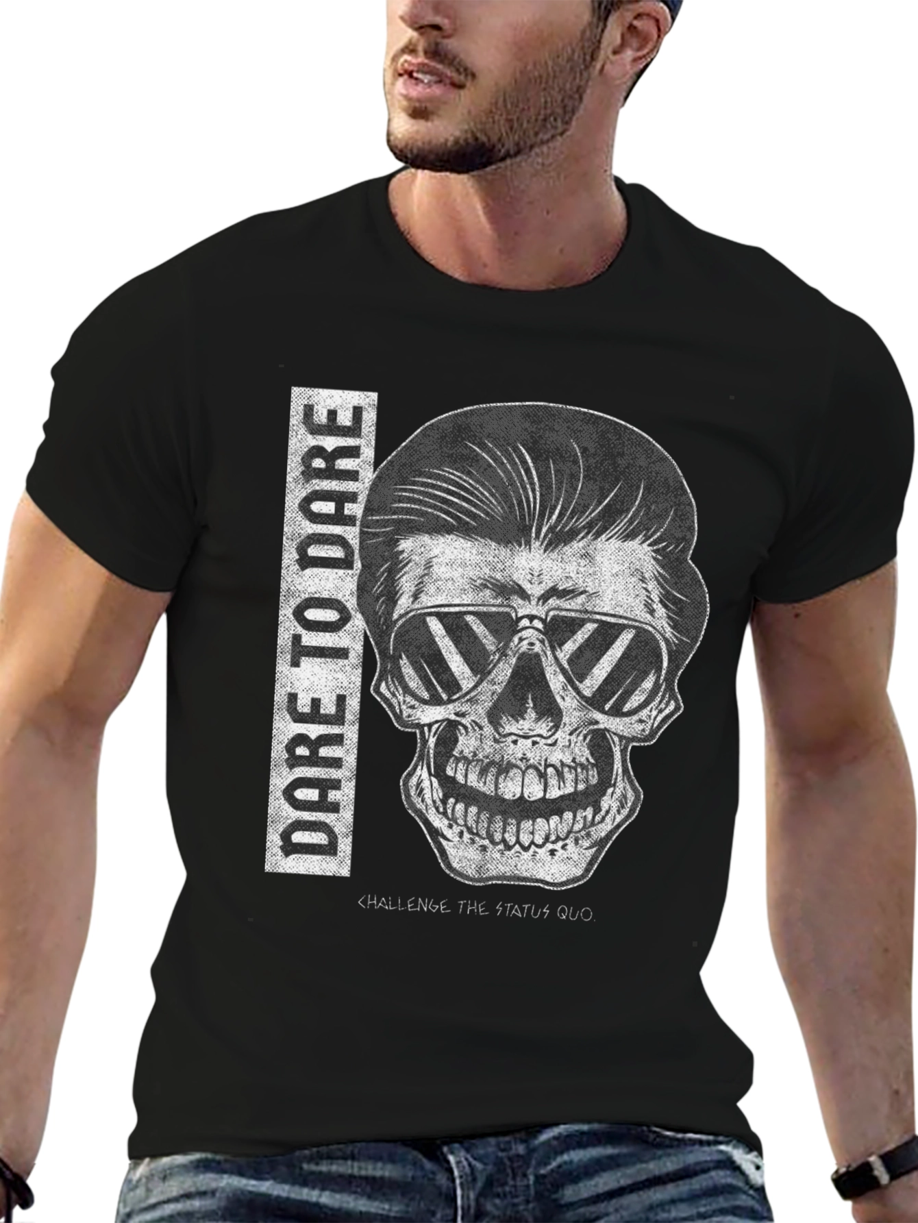 Dare to Dare Skull Graphic Tee - Black