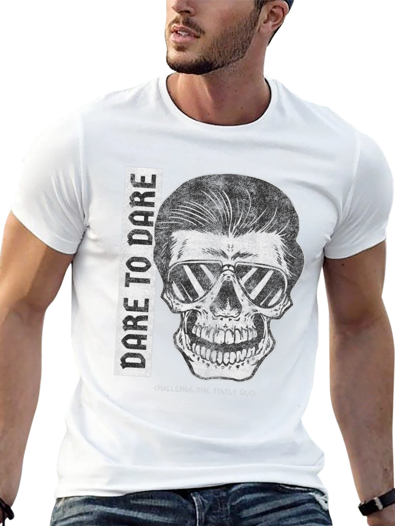Dare to Dare Skull Graphic Tee - Black