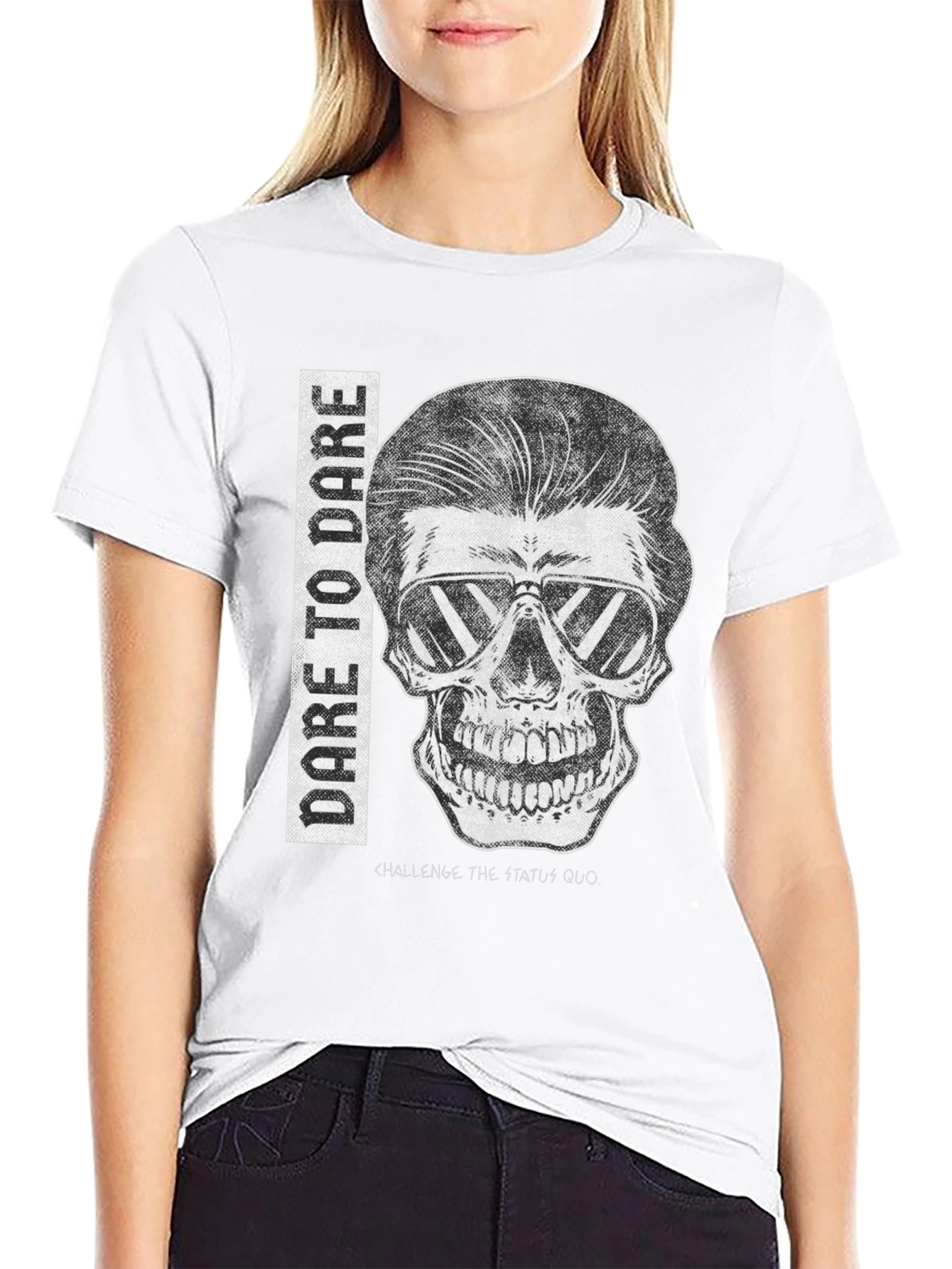 Dare to Dare Skull Graphic Tee - Black