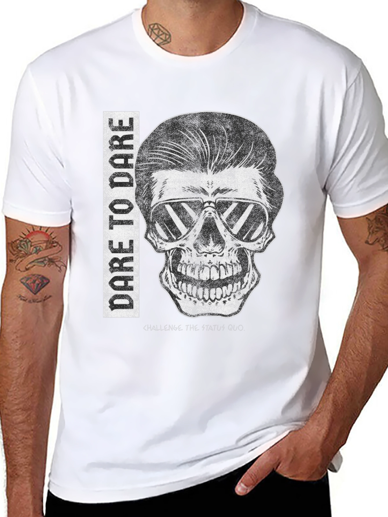 Dare to Dare Skull Graphic Tee - Black