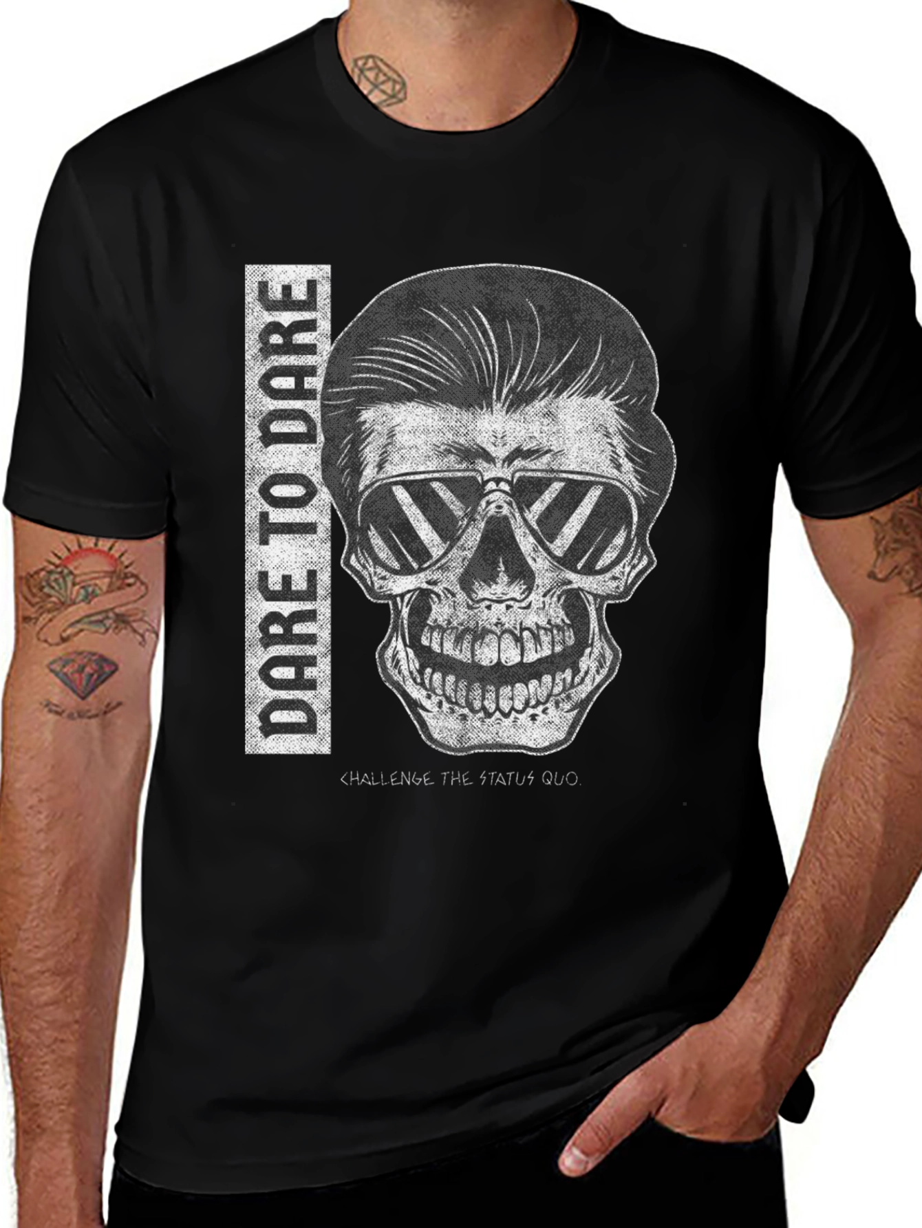 Dare to Dare Skull Graphic Tee - Black