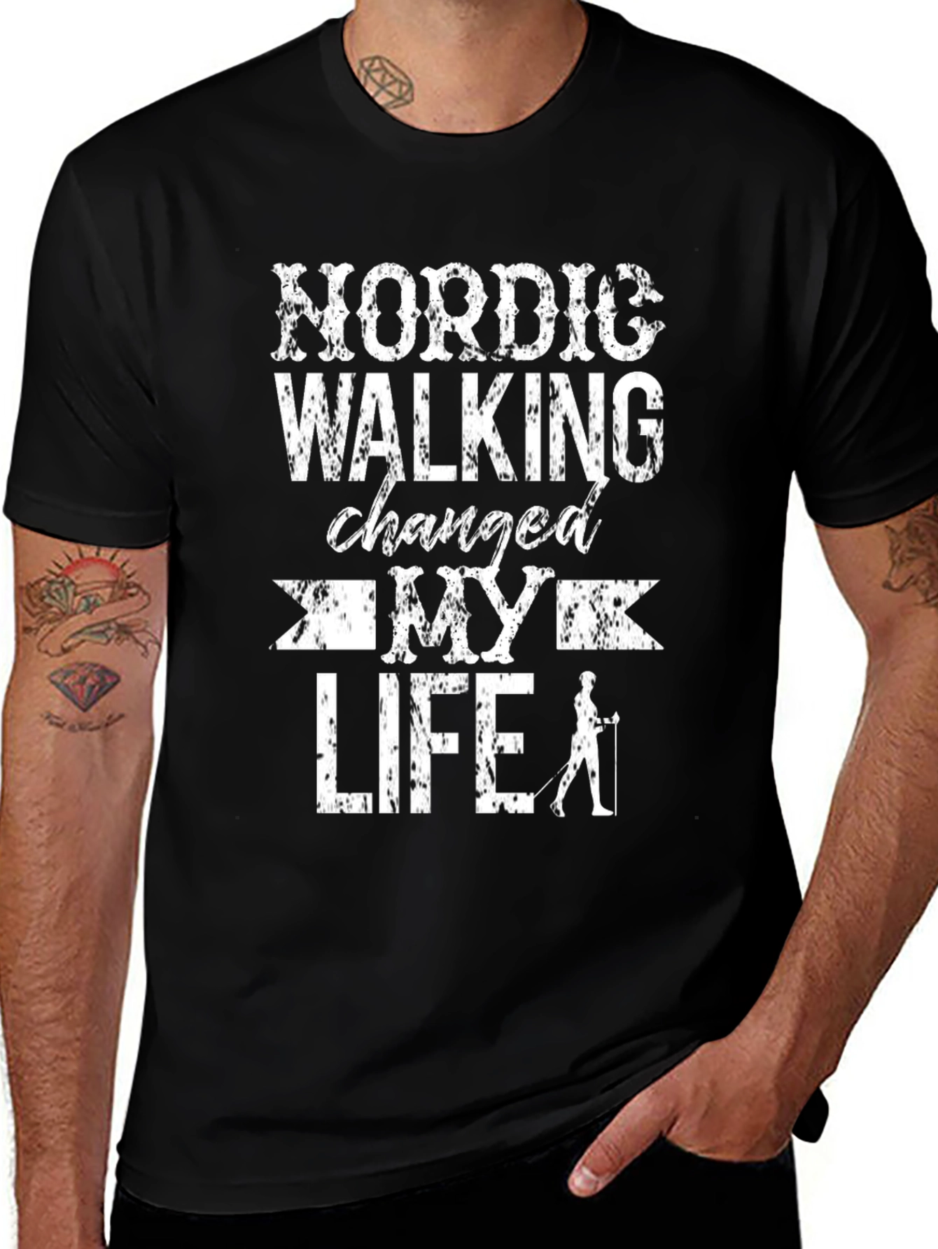 Nordic Walking Changed My Life Black T-Shirt