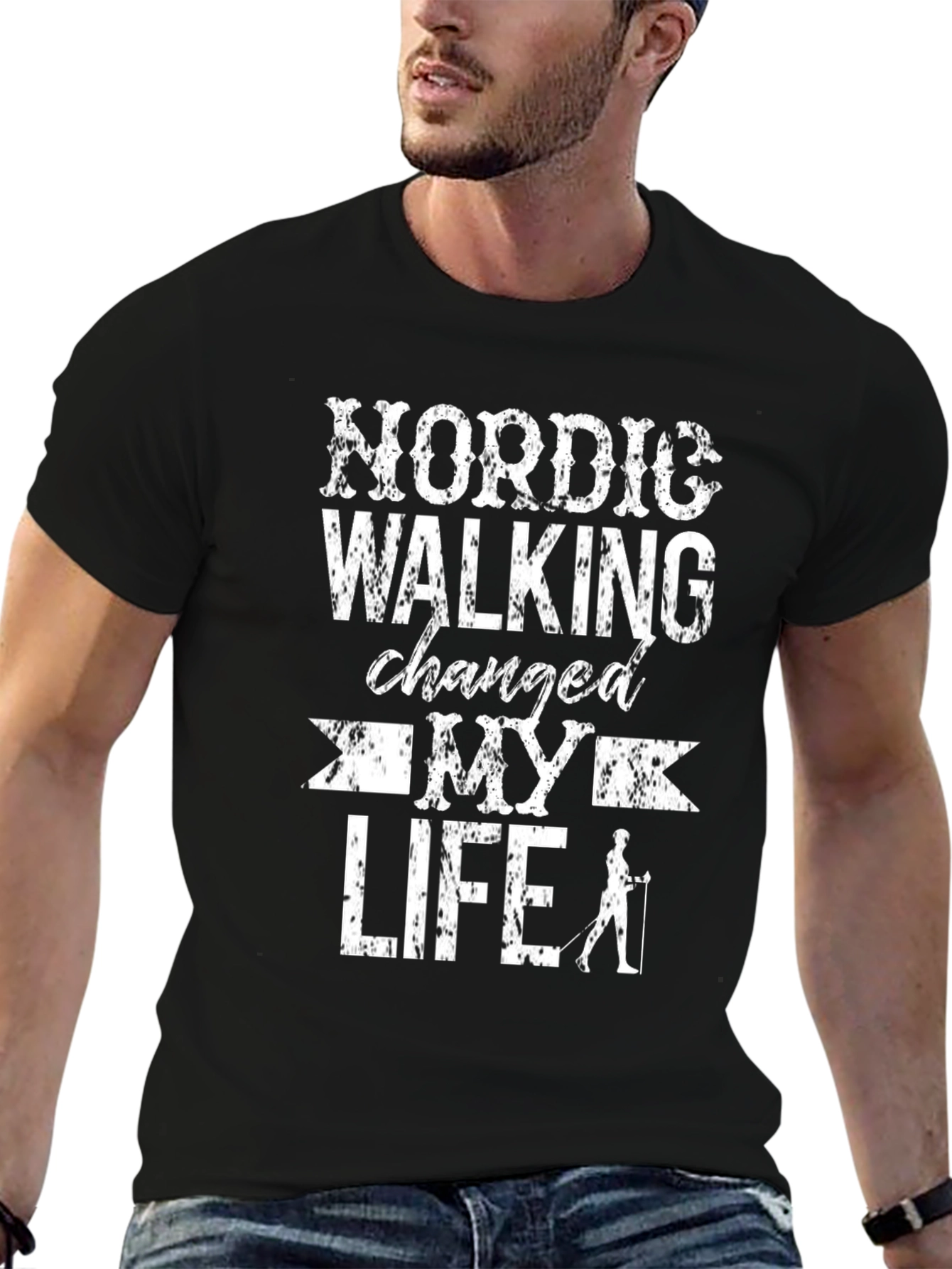 Nordic Walking Changed My Life Black T-Shirt