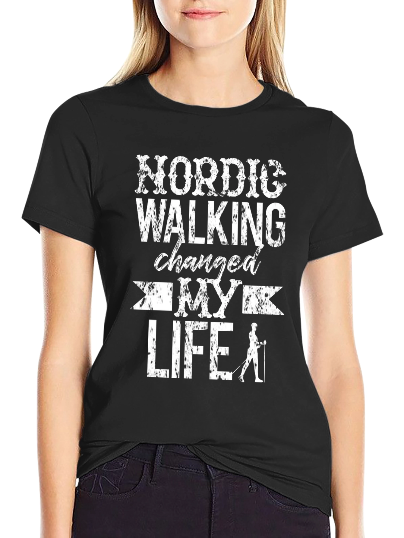 Nordic Walking Changed My Life Black T-Shirt