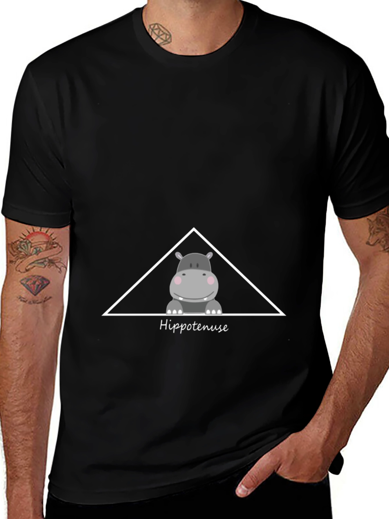 Hippo-tenuse T-Shirt - Funny Math Pun Graphic Tee