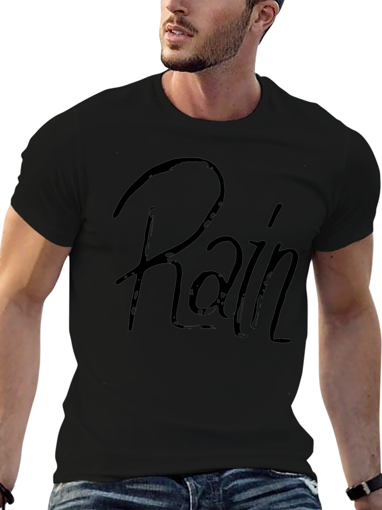 Rain Graphic Tee - Stylish Black T-Shirt
