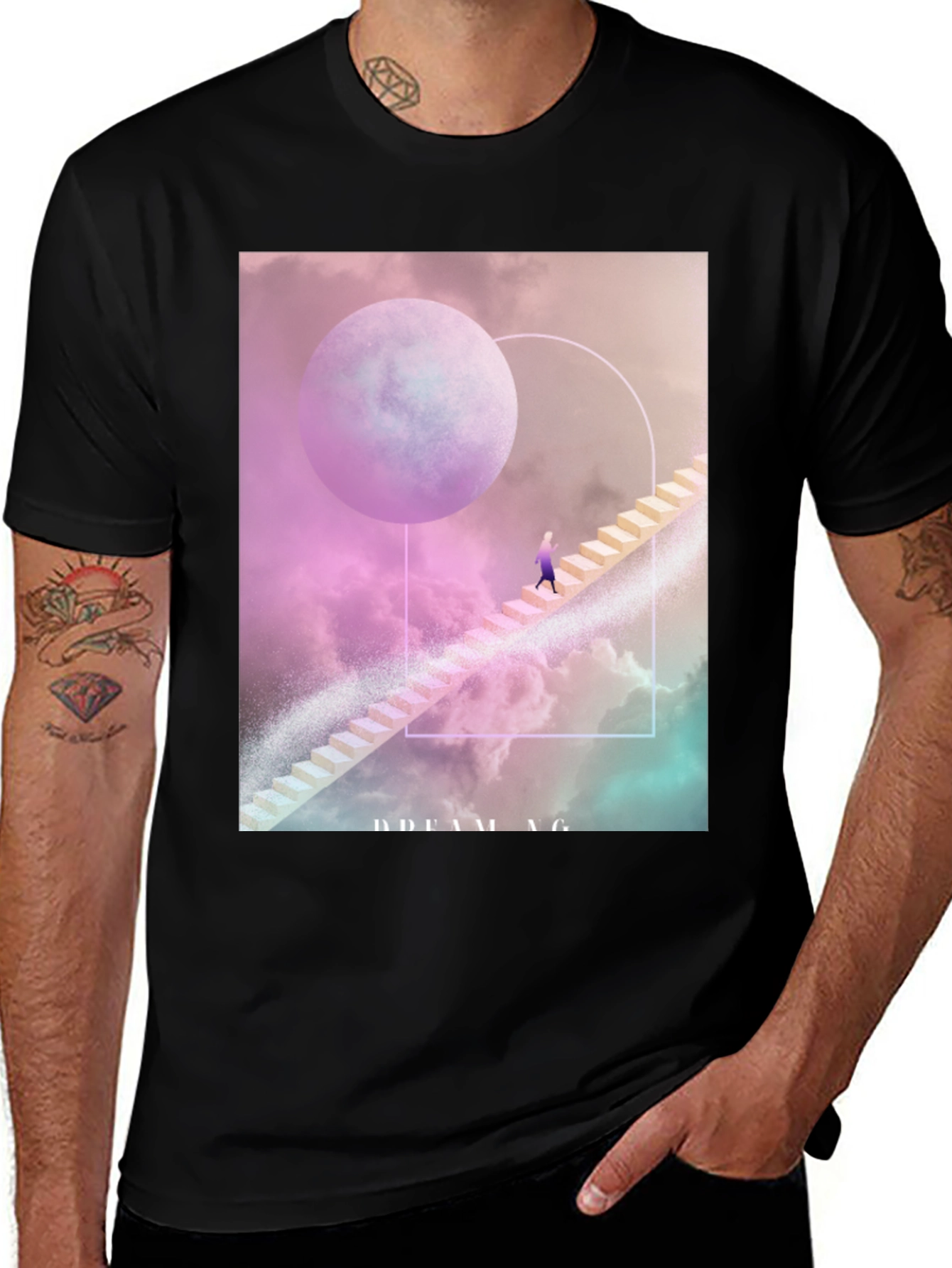 Dreaming T-Shirt: Celestial Stairway Design